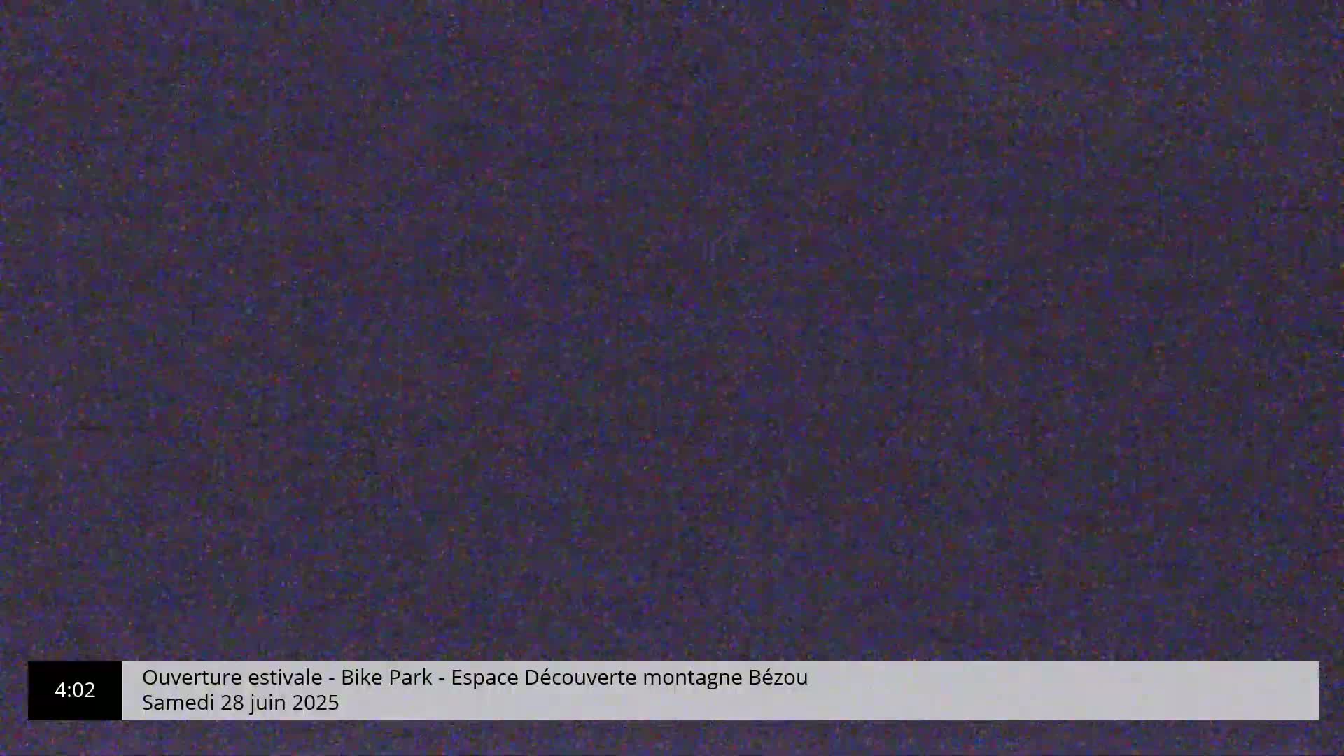 A static image of heavily pixelated noise, predominantly dark purple.