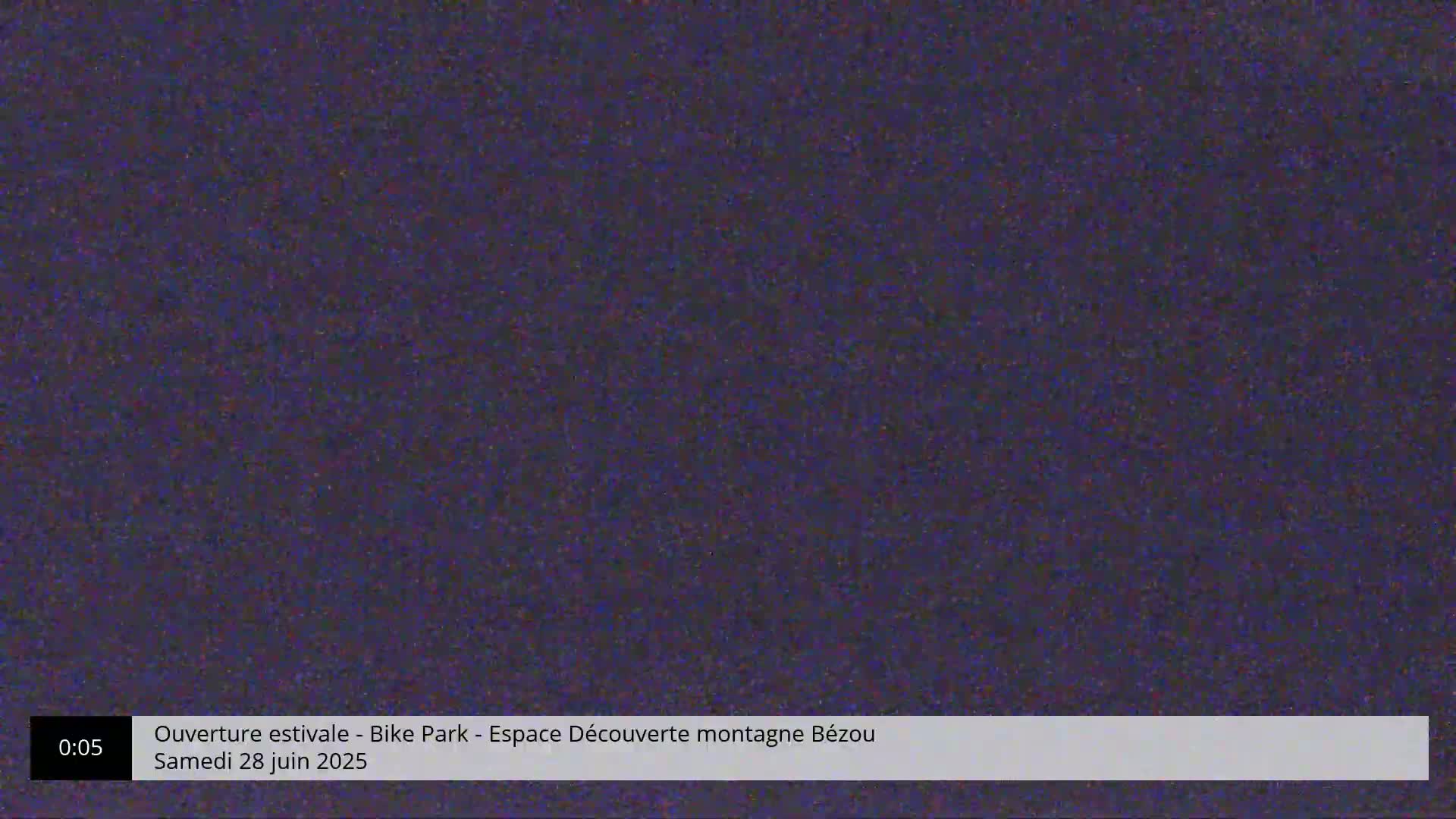 A dark purple screen filled with static noise.