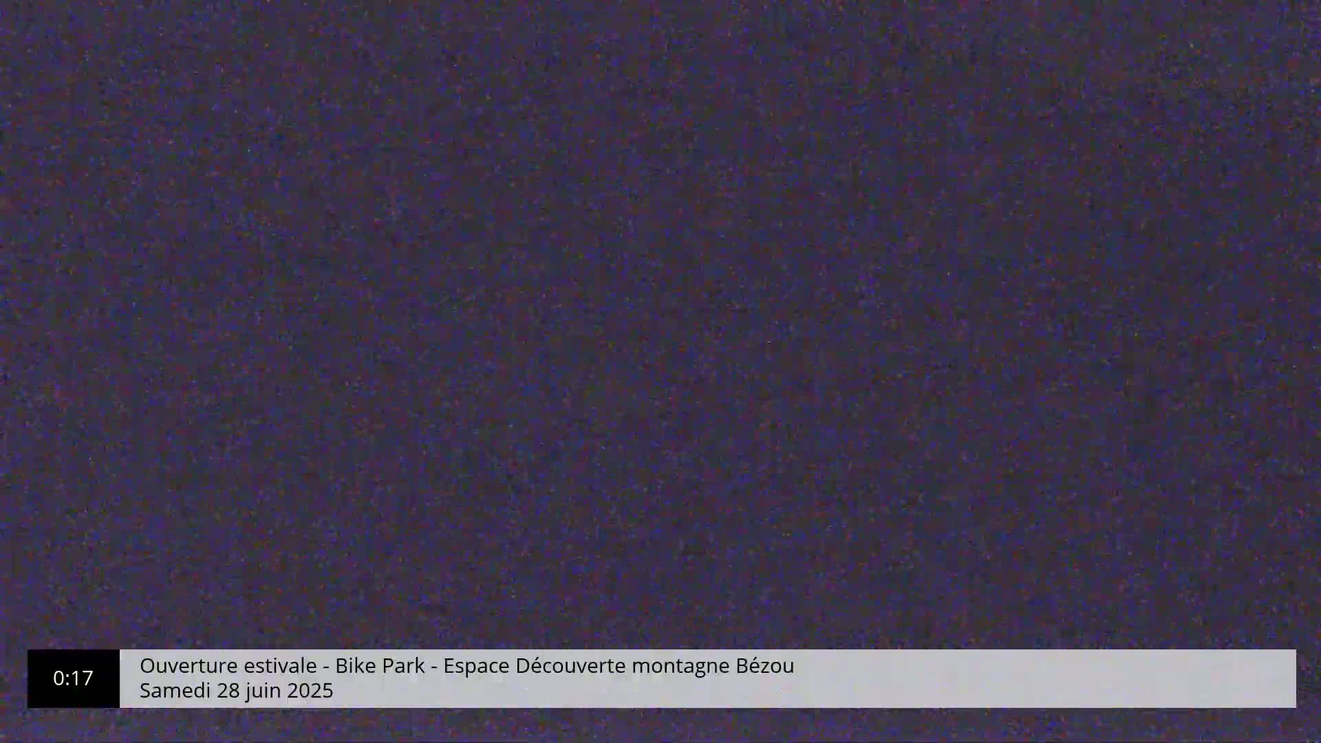 A dark purple screen displays static.