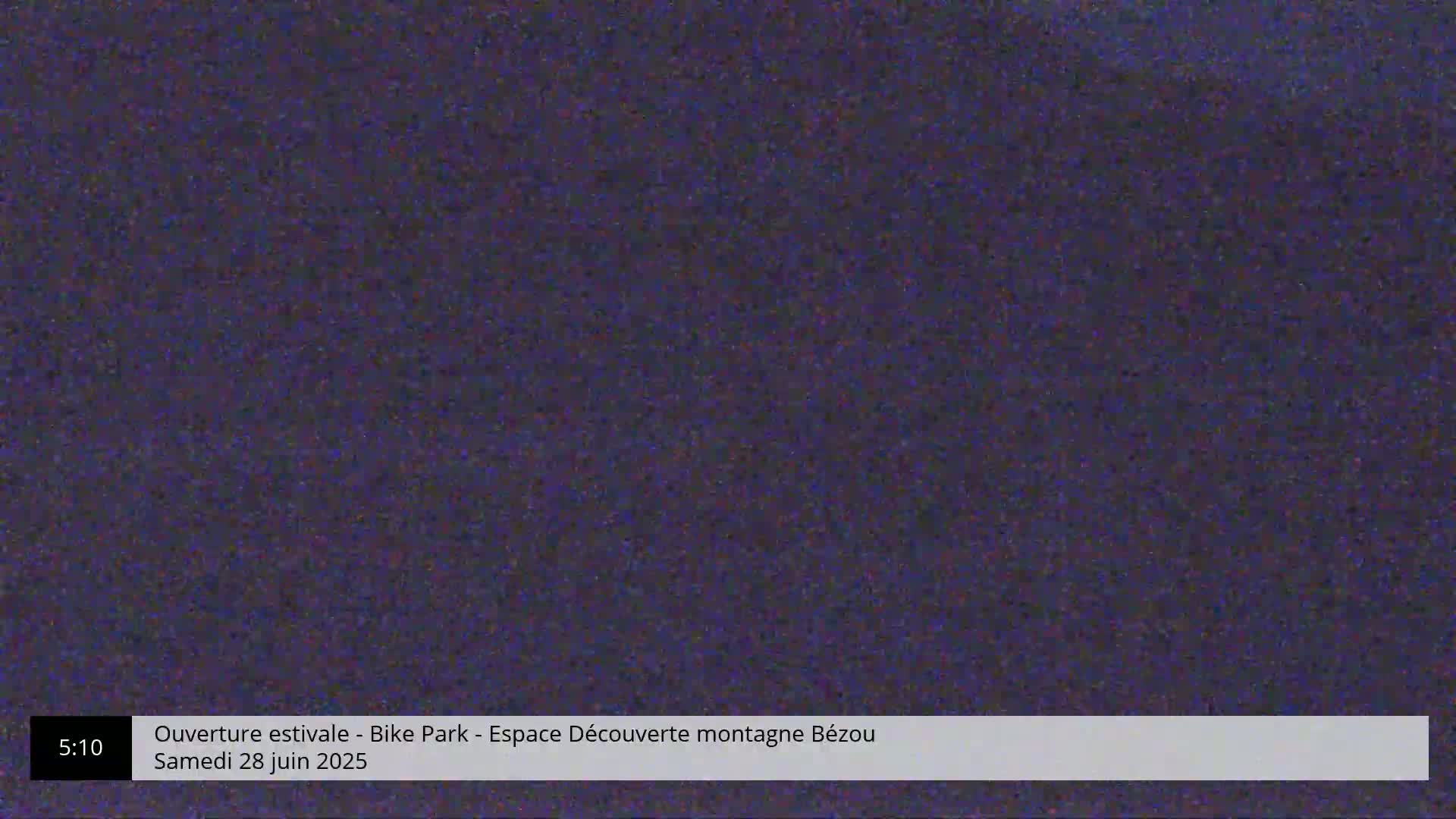 A dark purple screen filled with static noise is displayed.