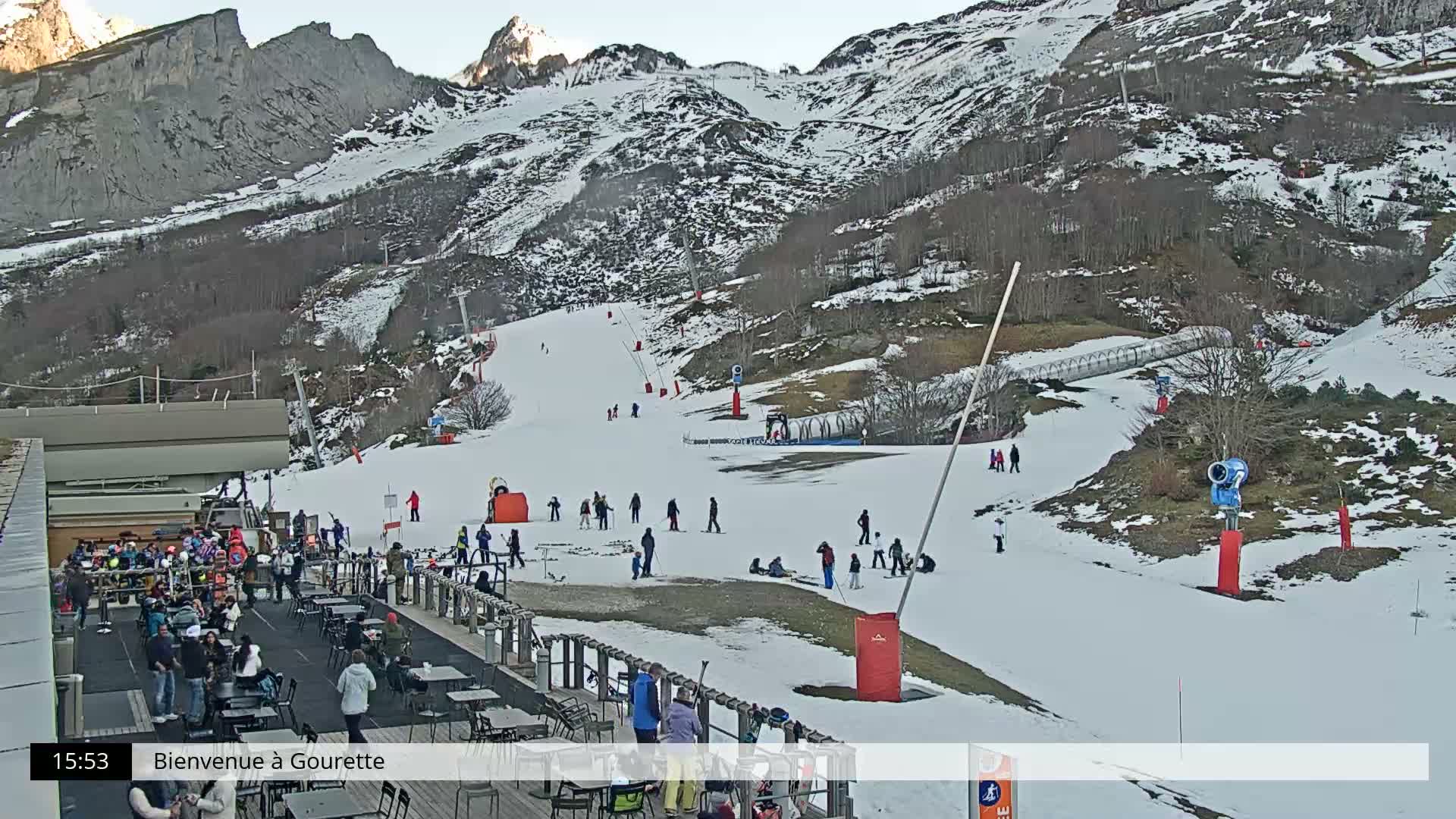 Gourette, 1100 m Espace Bezou Ski Slopes Live Cam - Eaux-Bonnes,  Pyrenees-Atlantiques, Nouvelle-Aquitaine, France 
