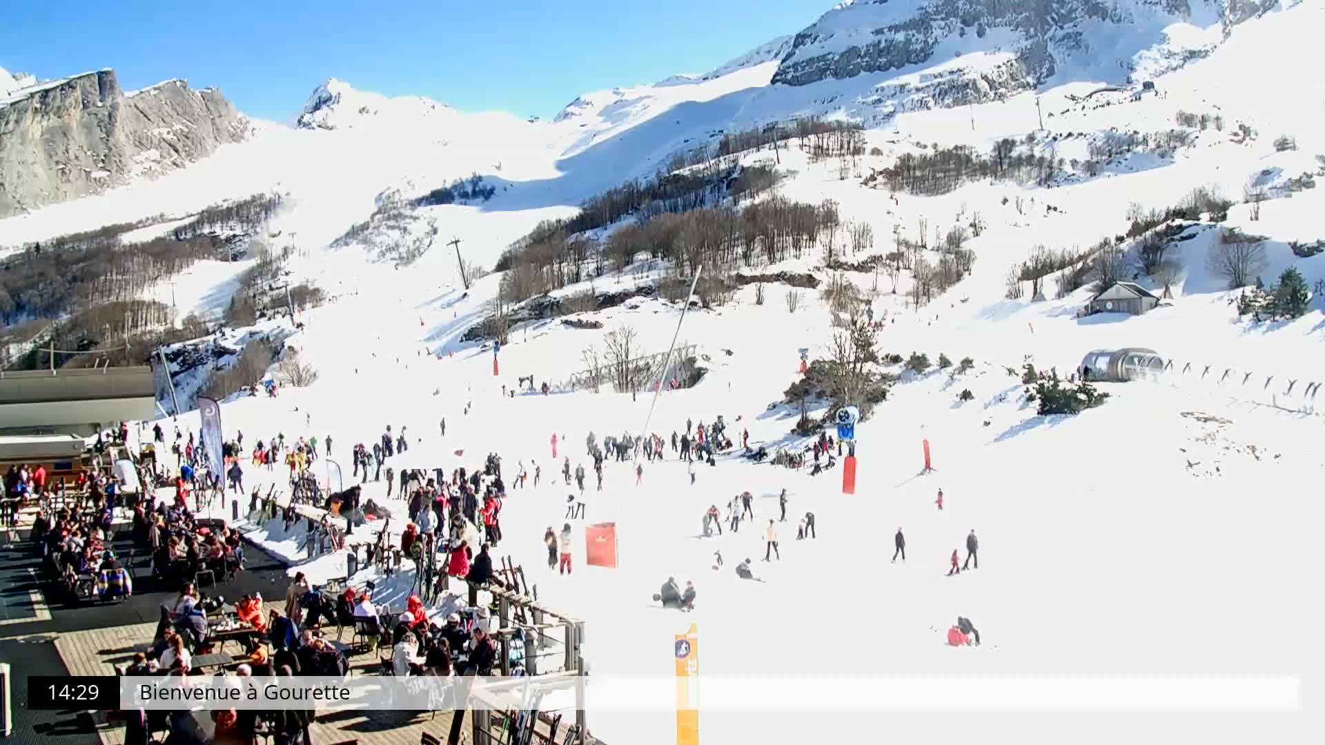Gourette, 1100 m Espace Bezou Ski Slopes Live Cam - Eaux-Bonnes,  Pyrenees-Atlantiques, Nouvelle-Aquitaine, France 