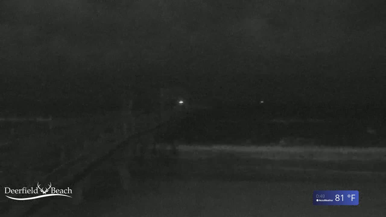 A dark, nighttime beach scene is shown with dim lighting and an 81°F temperature.