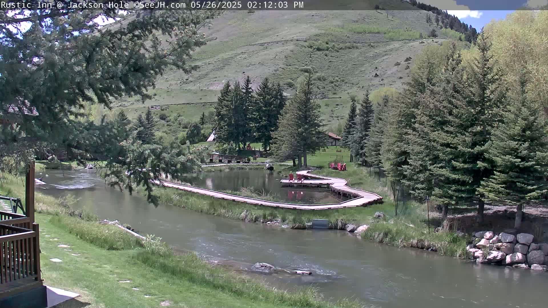Jackson Hole, Flat Creek from Rustic Inn Resort Live Cam - Jackson, Teton, Wyoming, USA