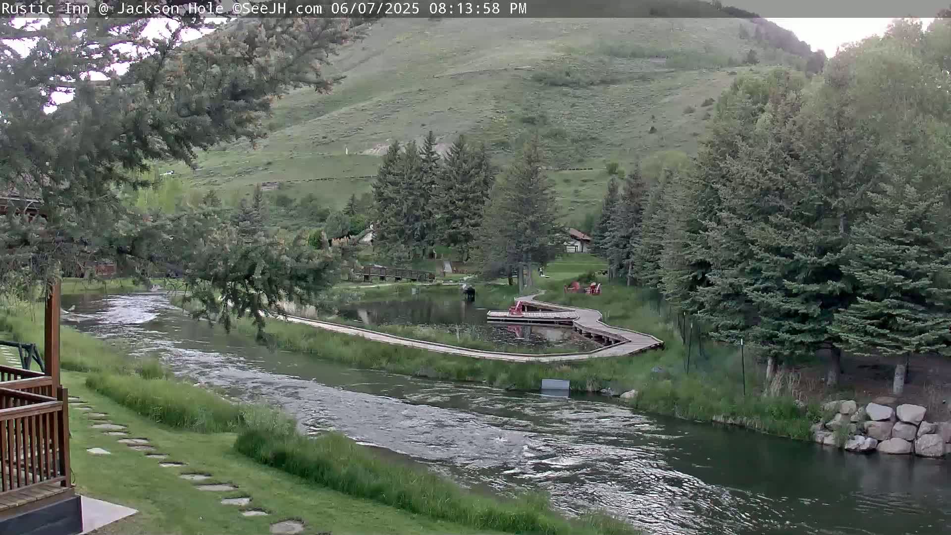 Jackson Hole, Flat Creek from Rustic Inn Resort Live Cam - Jackson, Teton, Wyoming, USA