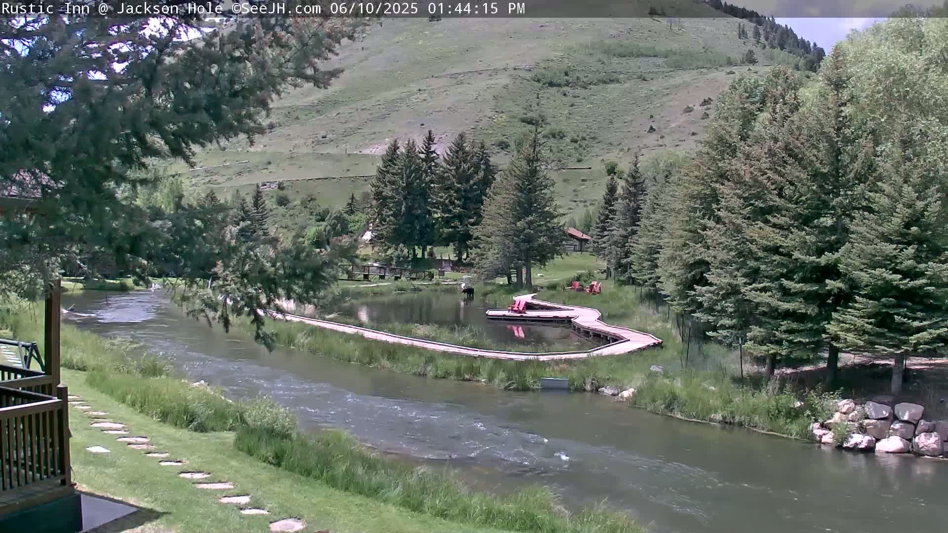 Jackson Hole, Flat Creek from Rustic Inn Resort Live Cam - Jackson, Teton, Wyoming, USA