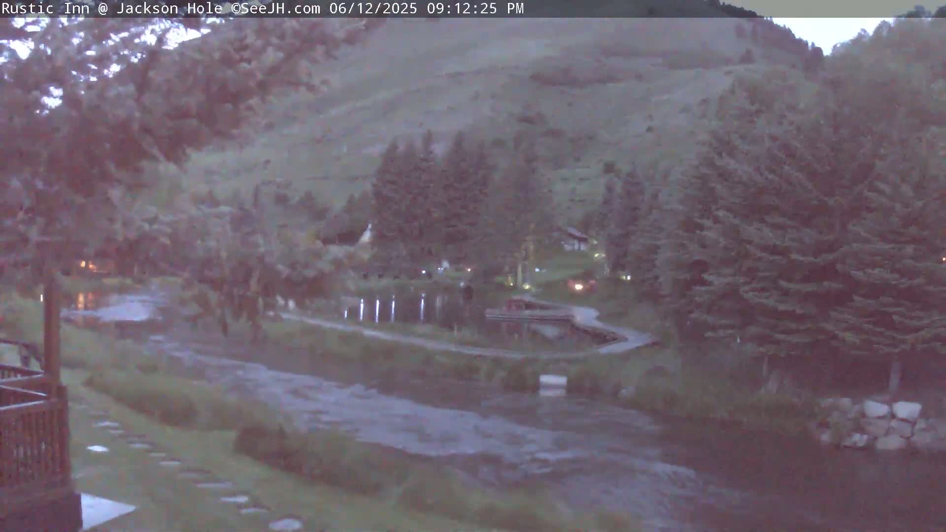 Jackson Hole, Flat Creek from Rustic Inn Resort Live Cam - Jackson, Teton, Wyoming, USA