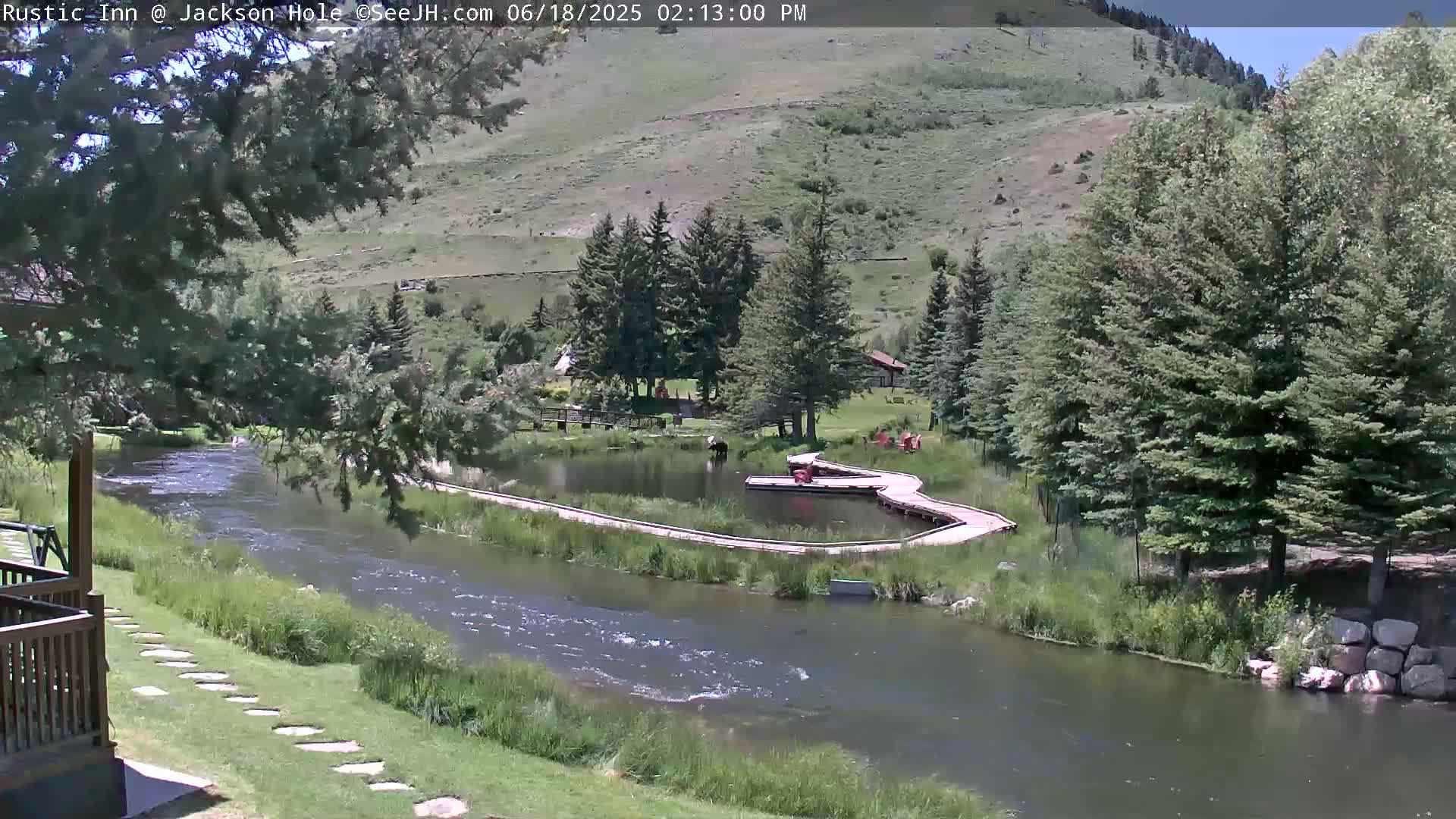 Jackson Hole, Flat Creek from Rustic Inn Resort Live Cam - Jackson, Teton, Wyoming, USA
