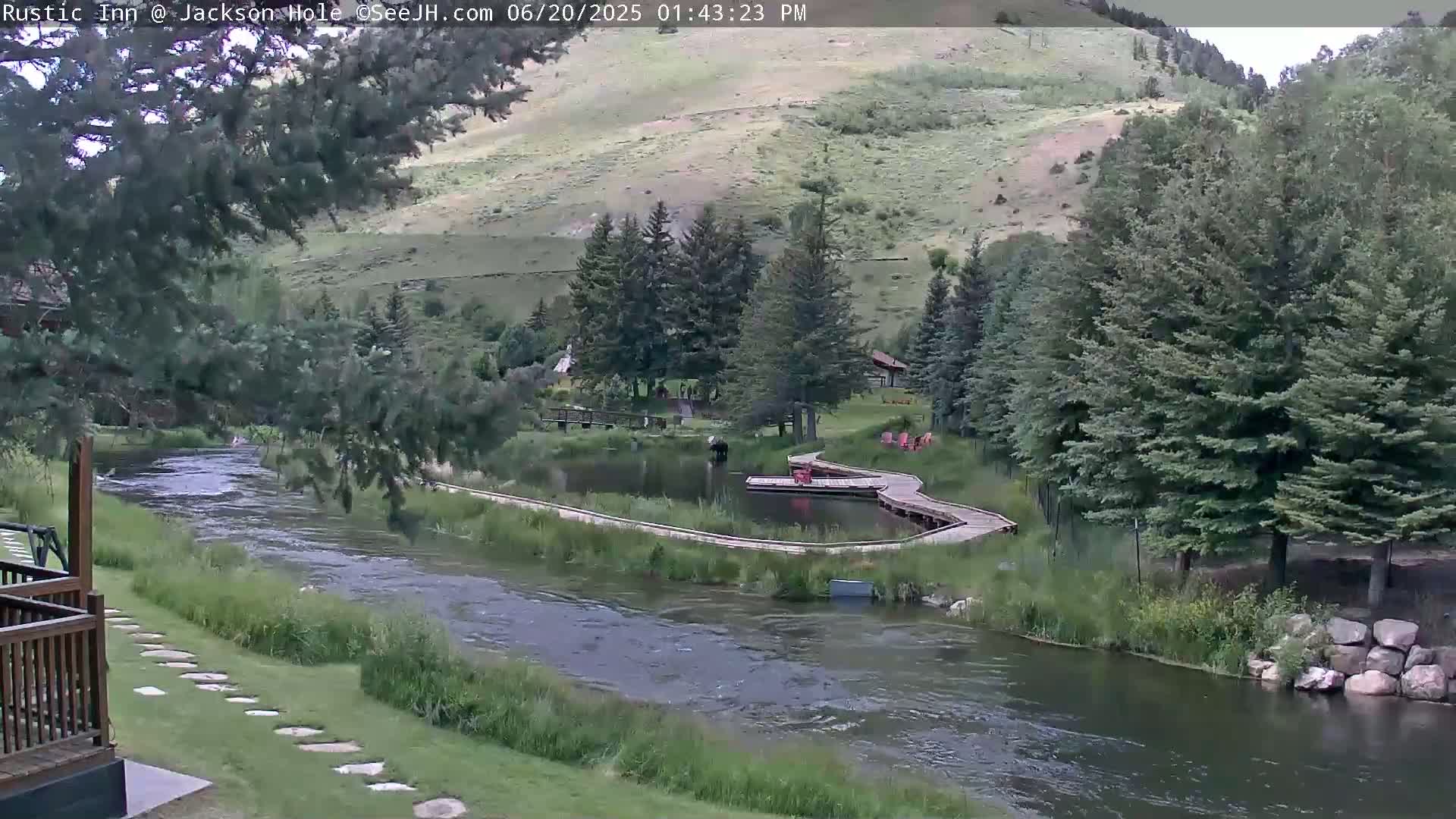 Jackson Hole, Flat Creek from Rustic Inn Resort Live Cam - Jackson, Teton, Wyoming, USA