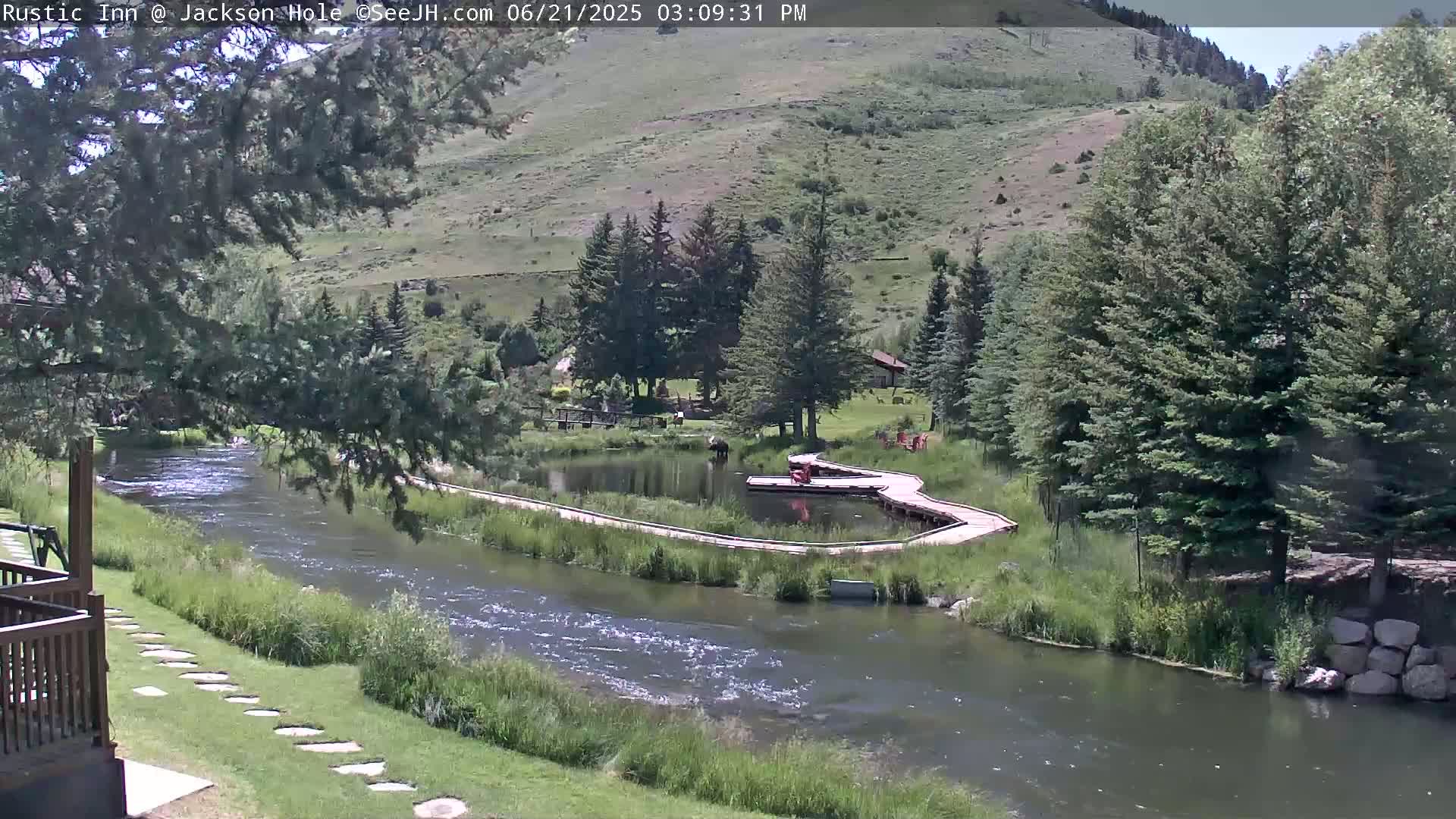 Jackson Hole, Flat Creek from Rustic Inn Resort Live Cam - Jackson, Teton, Wyoming, USA