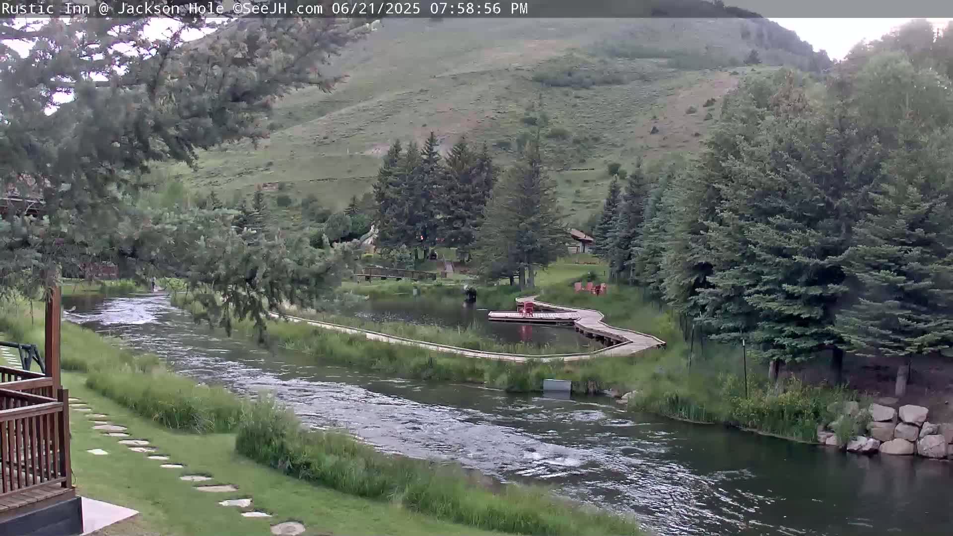 Jackson Hole, Flat Creek from Rustic Inn Resort Live Cam - Jackson, Teton, Wyoming, USA