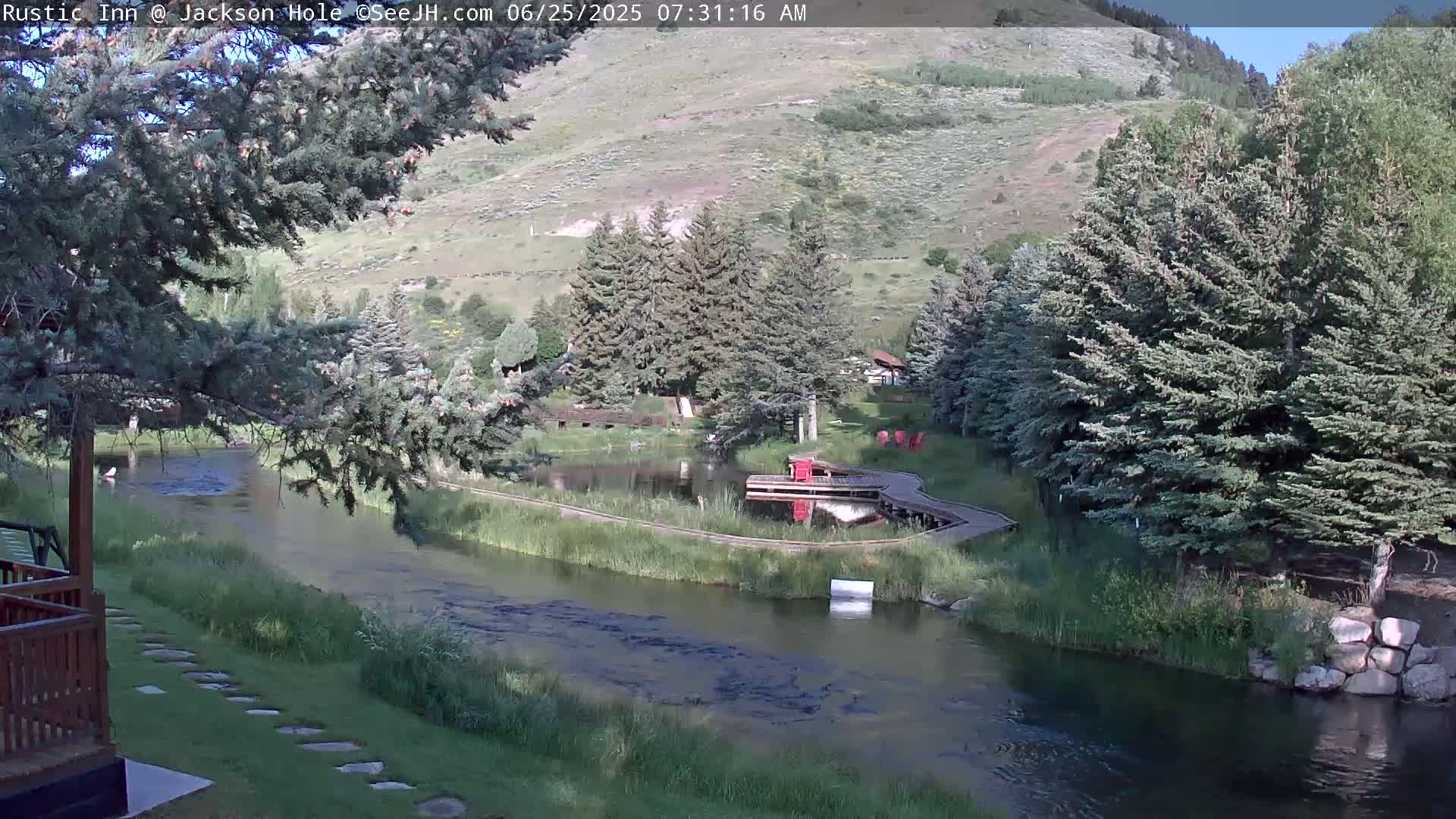 Jackson Hole, Flat Creek from Rustic Inn Resort Live Cam - Jackson, Teton, Wyoming, USA