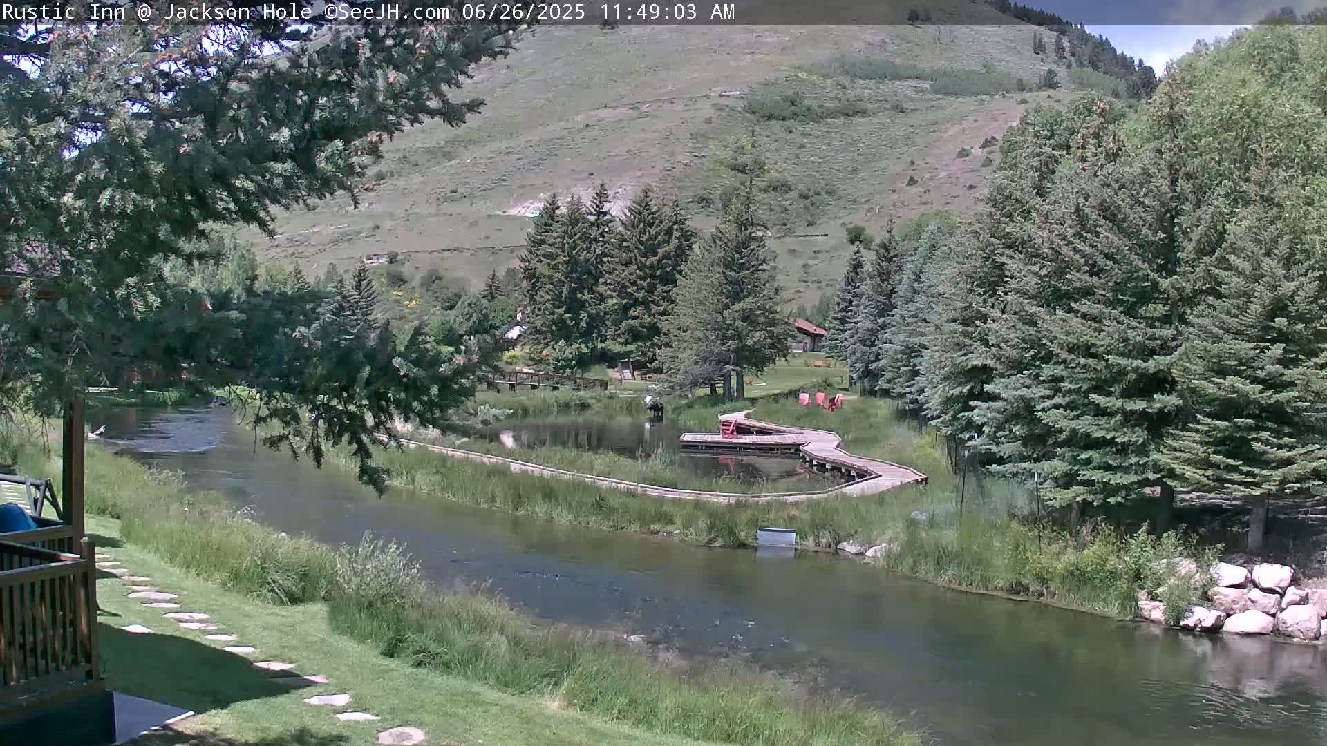 Jackson Hole, Flat Creek from Rustic Inn Resort Live Cam - Jackson, Teton, Wyoming, USA