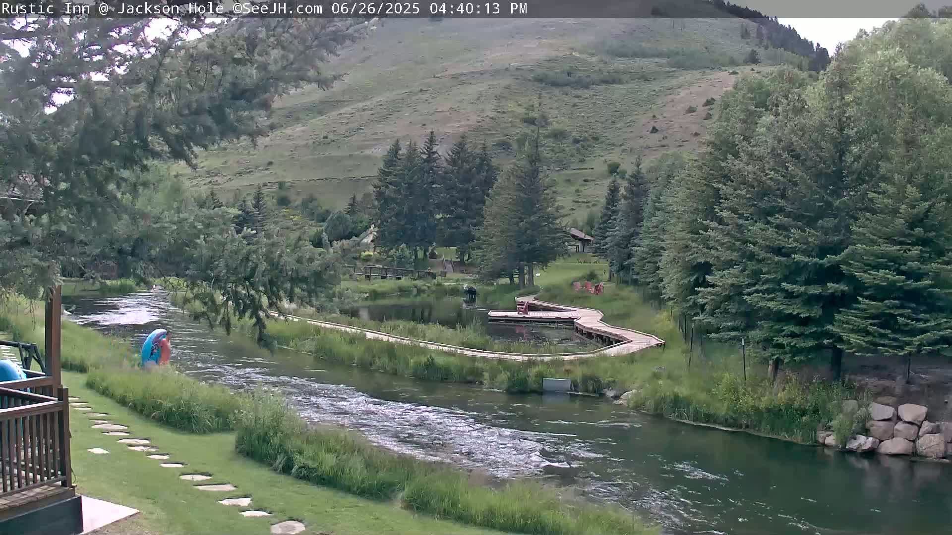 Jackson Hole, Flat Creek from Rustic Inn Resort Live Cam - Jackson, Teton, Wyoming, USA
