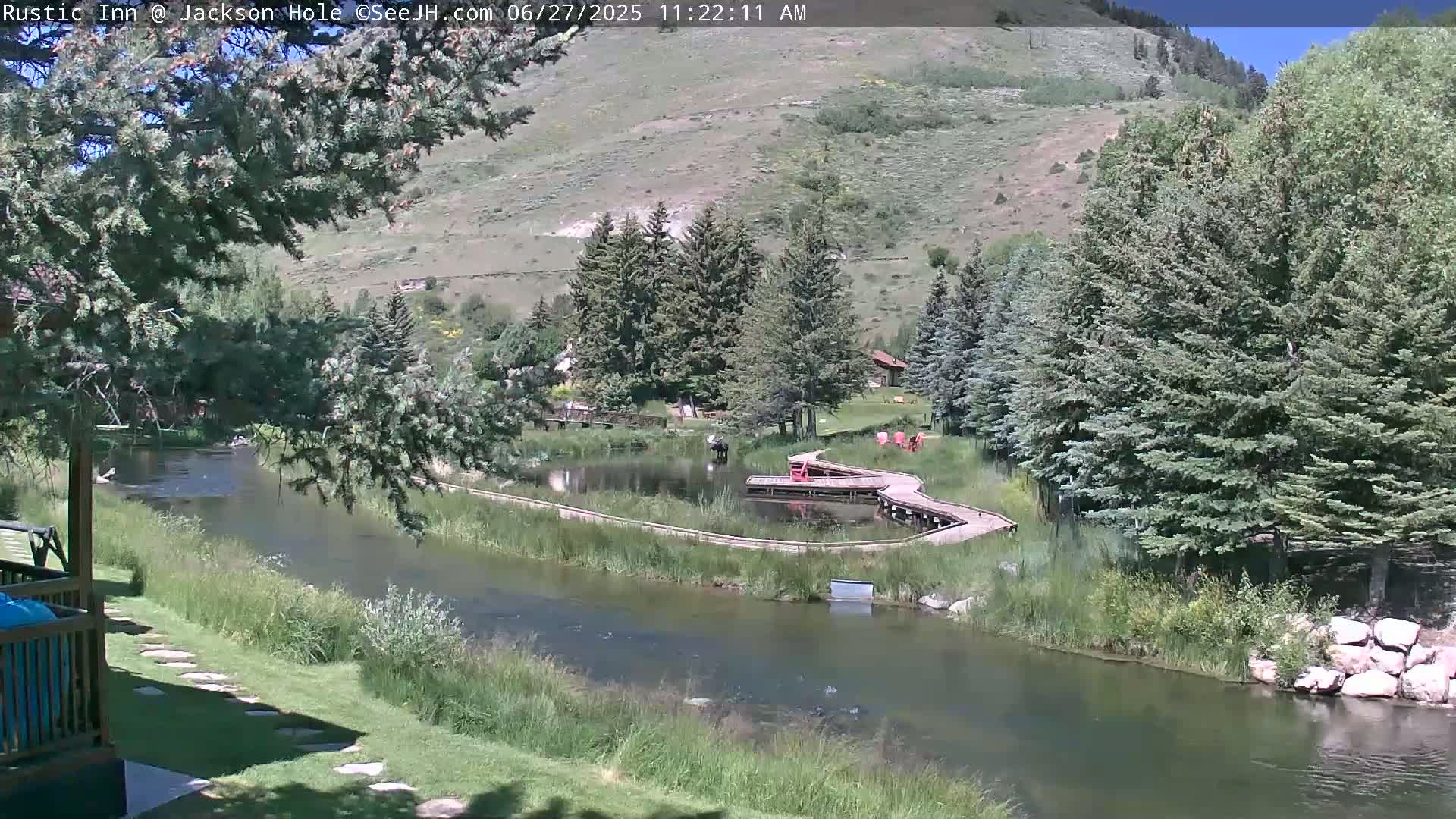 Jackson Hole, Flat Creek from Rustic Inn Resort Live Cam - Jackson, Teton, Wyoming, USA
