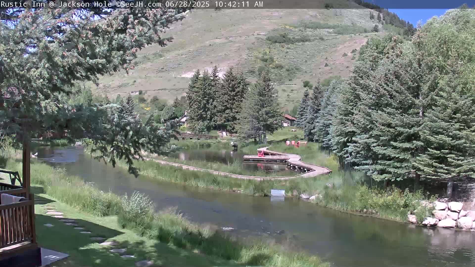 Jackson Hole, Flat Creek from Rustic Inn Resort Live Cam - Jackson, Teton, Wyoming, USA