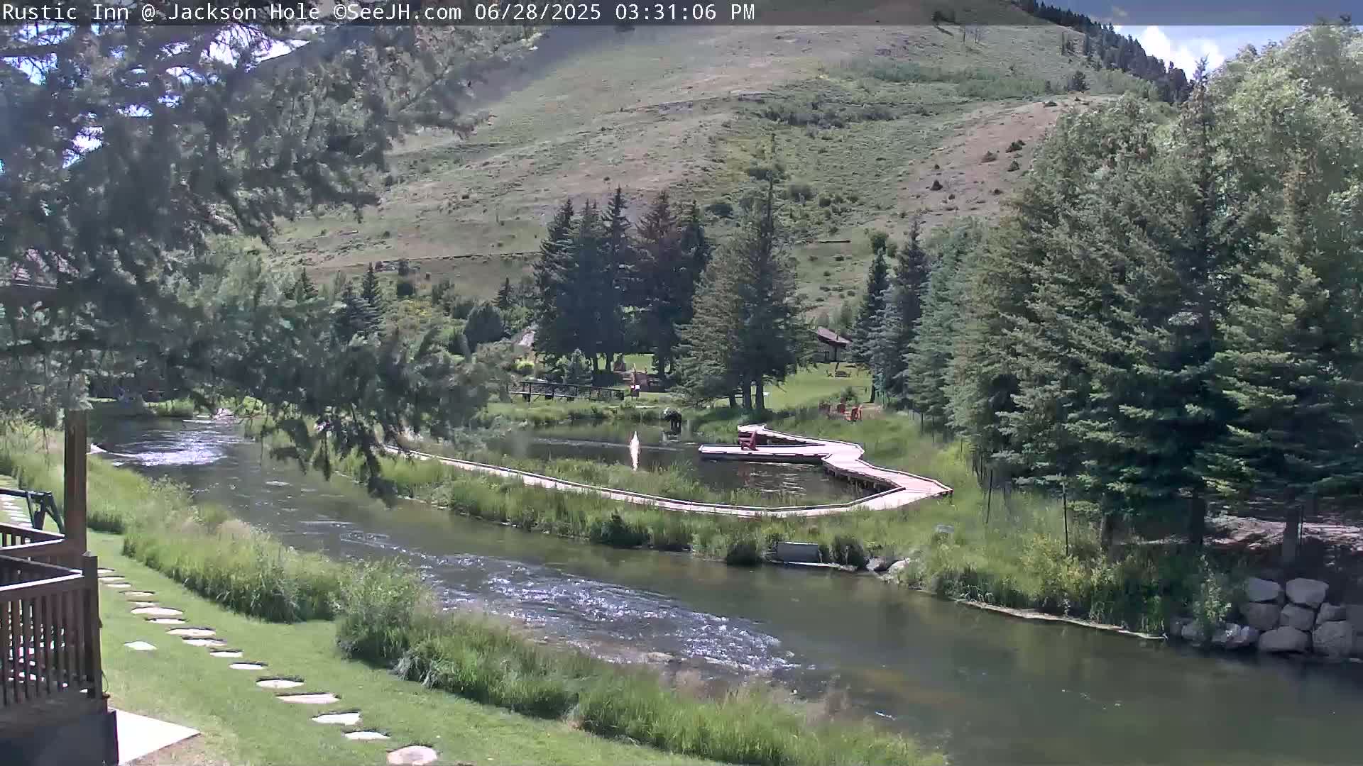 Jackson Hole, Flat Creek from Rustic Inn Resort Live Cam - Jackson, Teton, Wyoming, USA