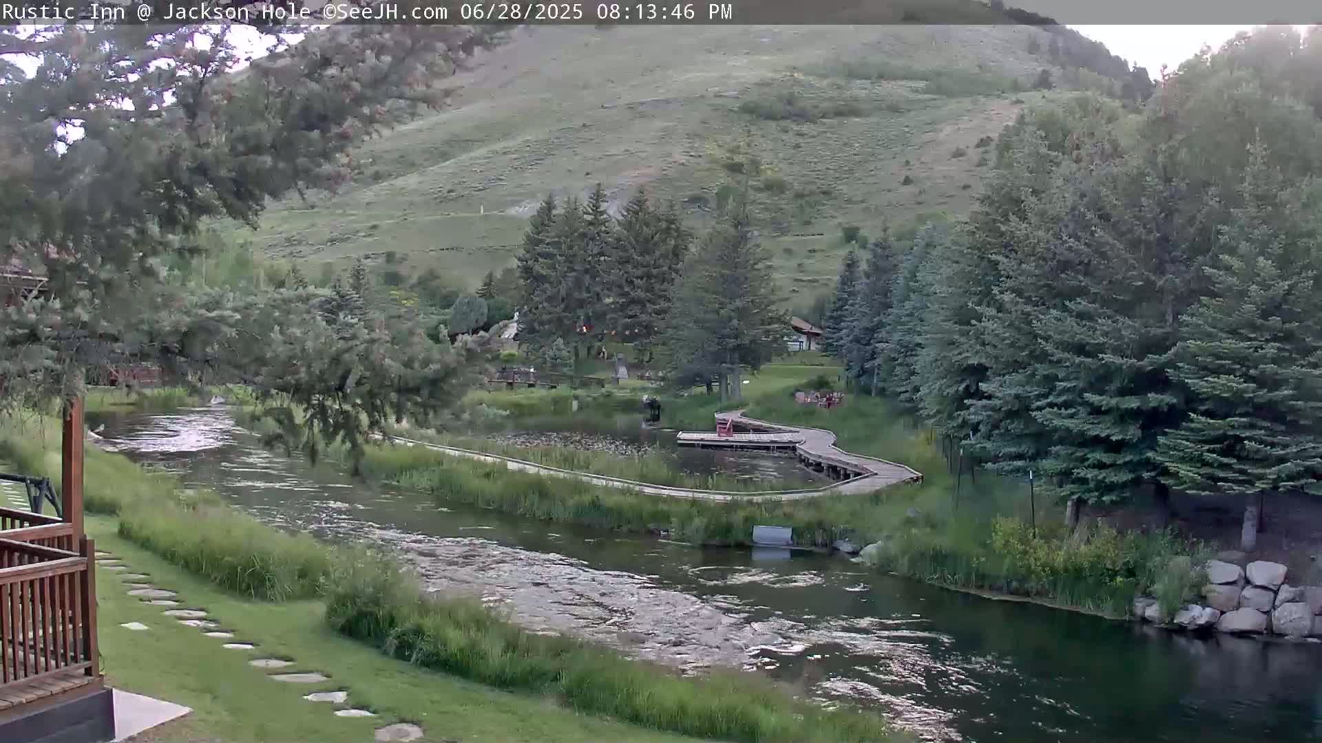 Jackson Hole, Flat Creek from Rustic Inn Resort Live Cam - Jackson, Teton, Wyoming, USA
