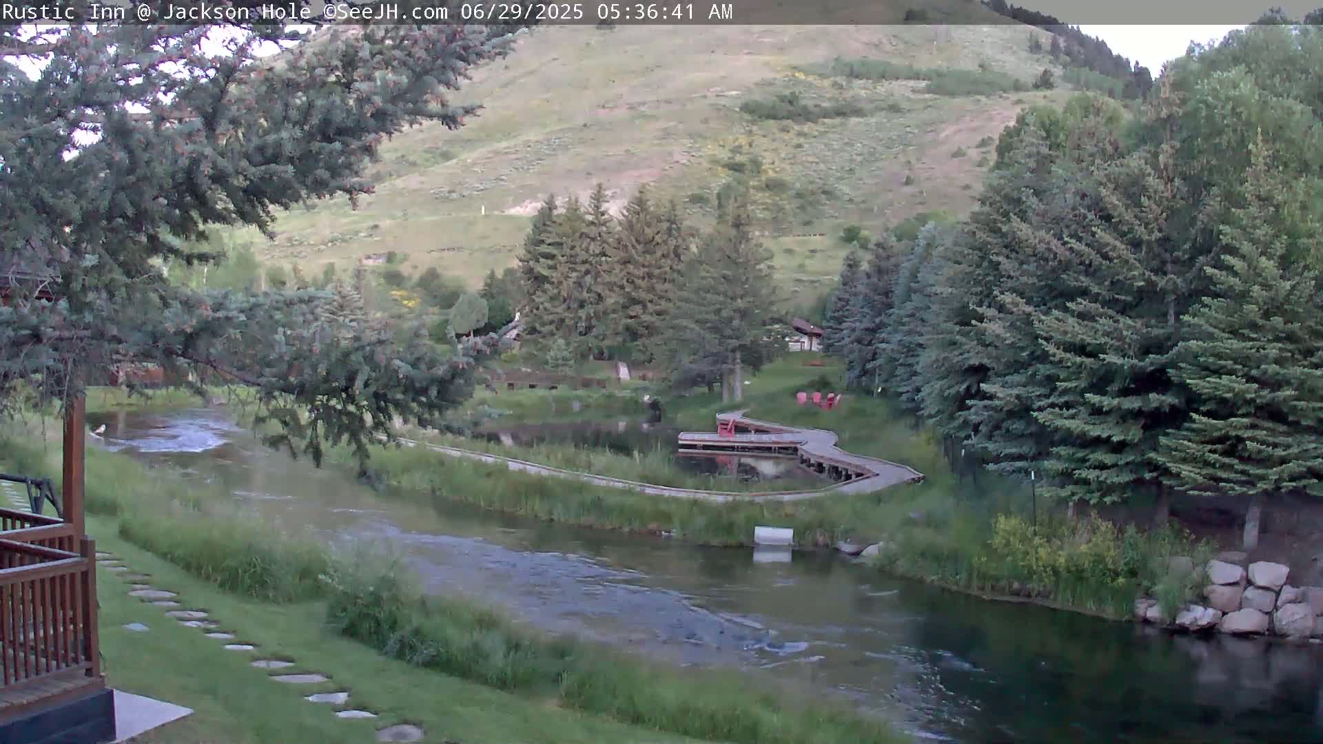 Jackson Hole, Flat Creek from Rustic Inn Resort Live Cam - Jackson, Teton, Wyoming, USA