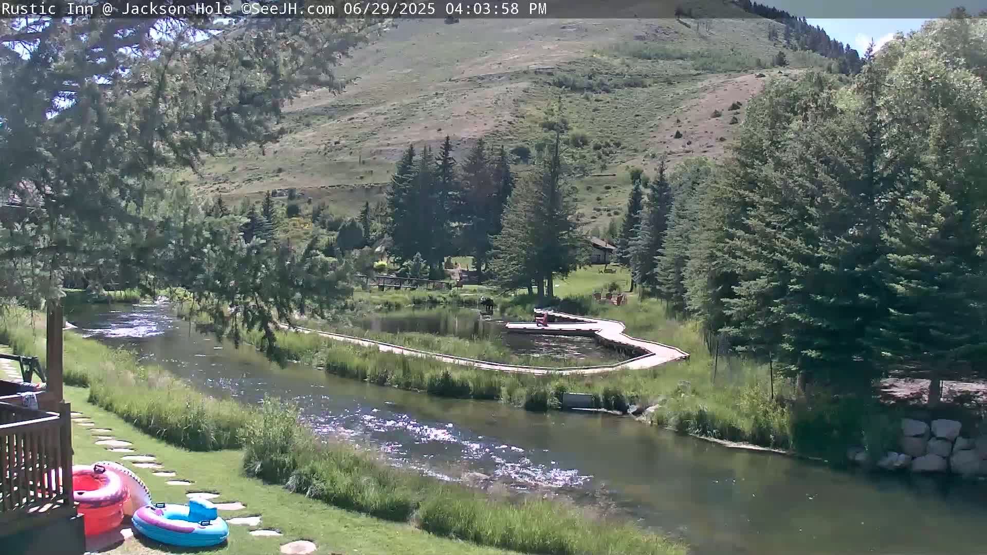 Jackson Hole, Flat Creek from Rustic Inn Resort Live Cam - Jackson, Teton, Wyoming, USA