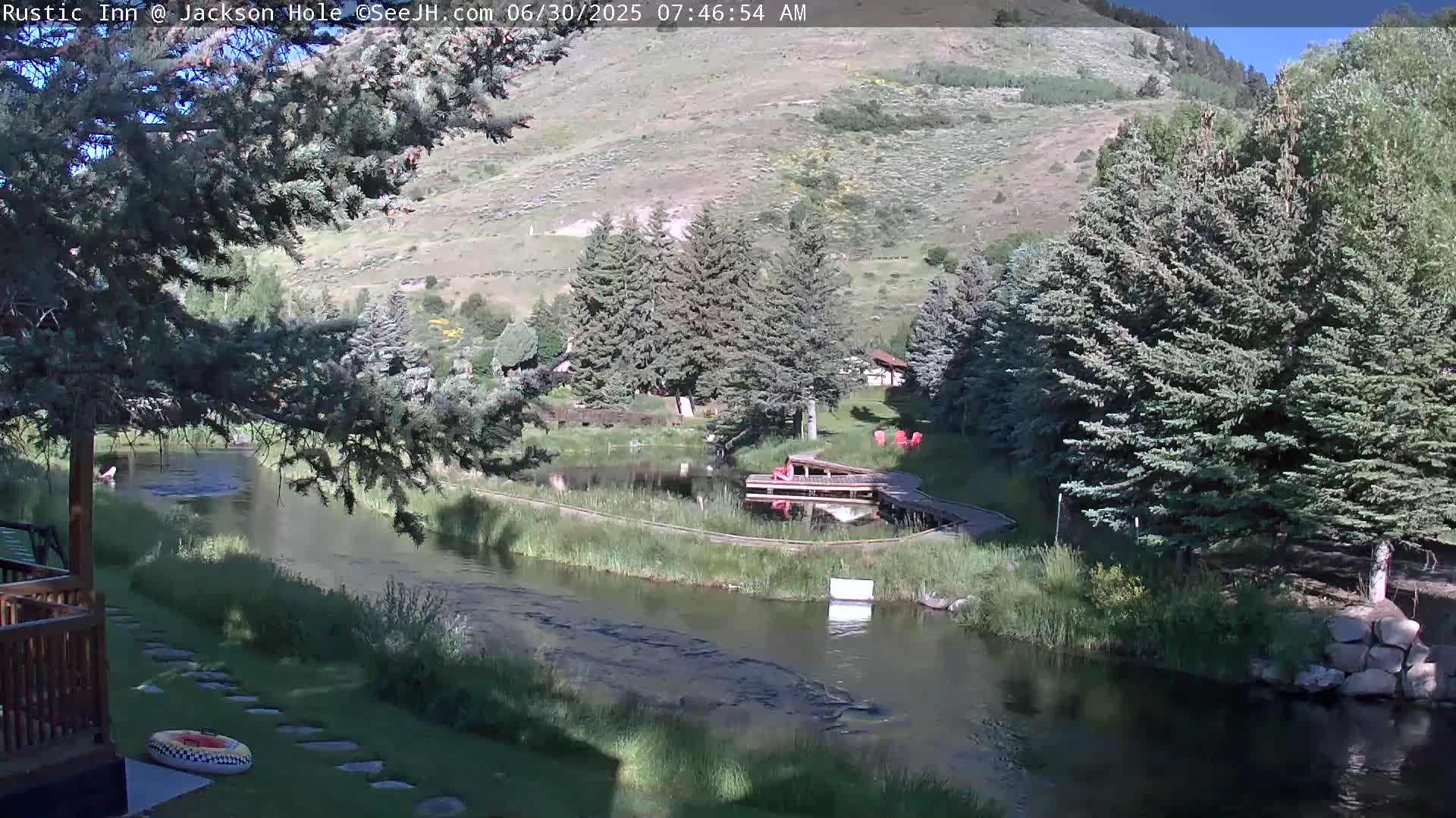 Jackson Hole, Flat Creek from Rustic Inn Resort Live Cam - Jackson, Teton, Wyoming, USA