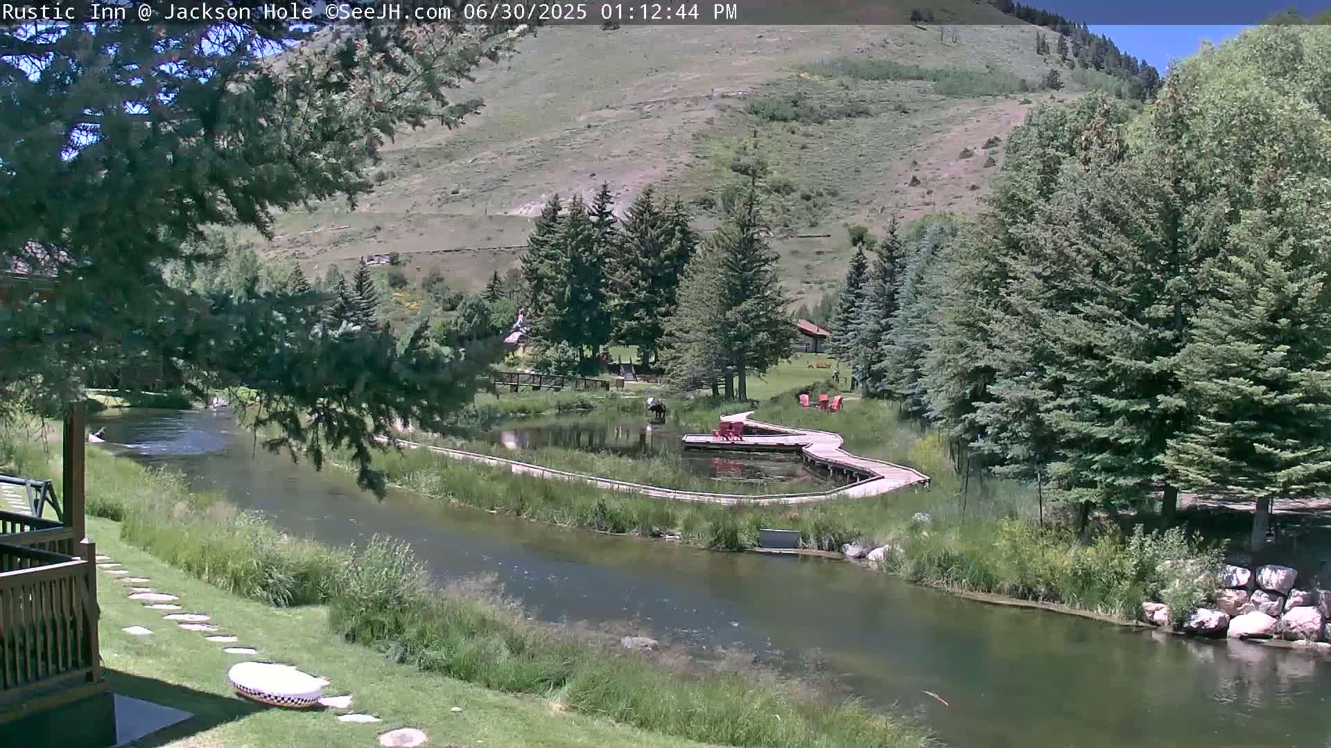 Jackson Hole, Flat Creek from Rustic Inn Resort Live Cam - Jackson, Teton, Wyoming, USA
