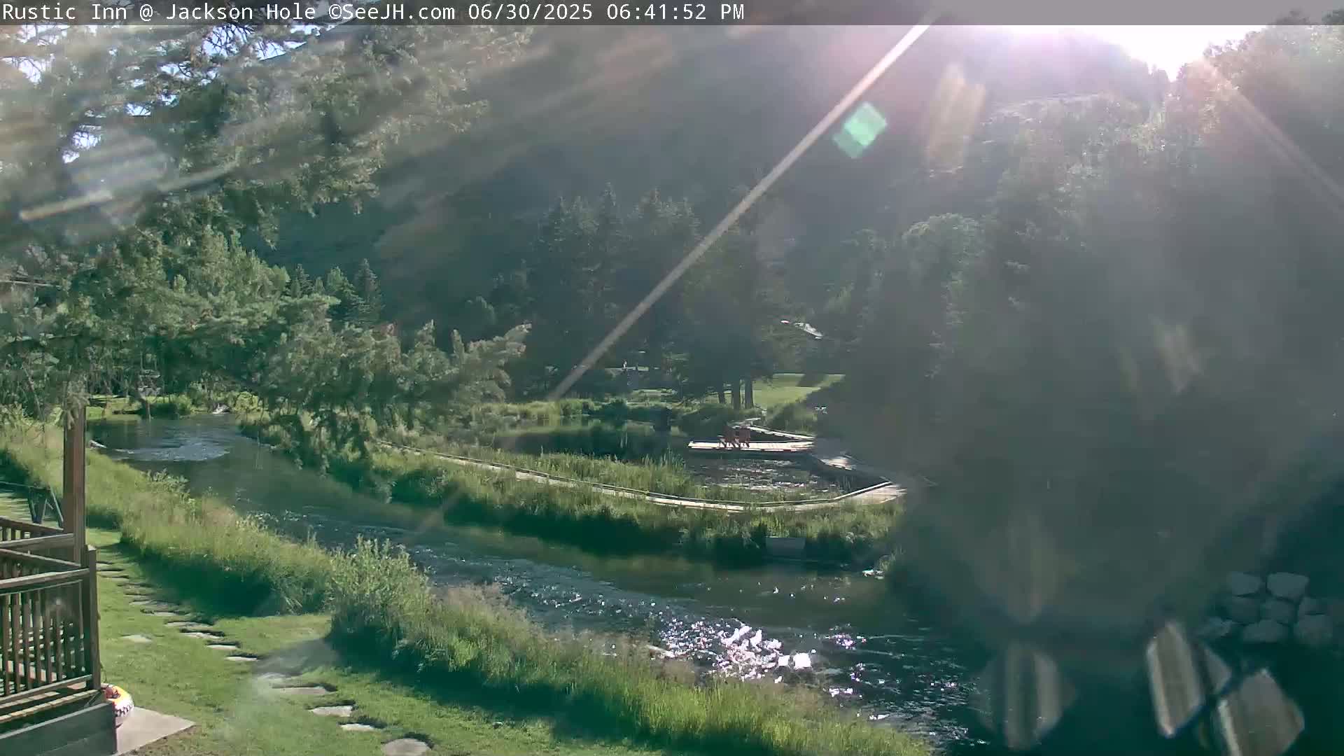 Jackson Hole, Flat Creek from Rustic Inn Resort Live Cam - Jackson, Teton, Wyoming, USA