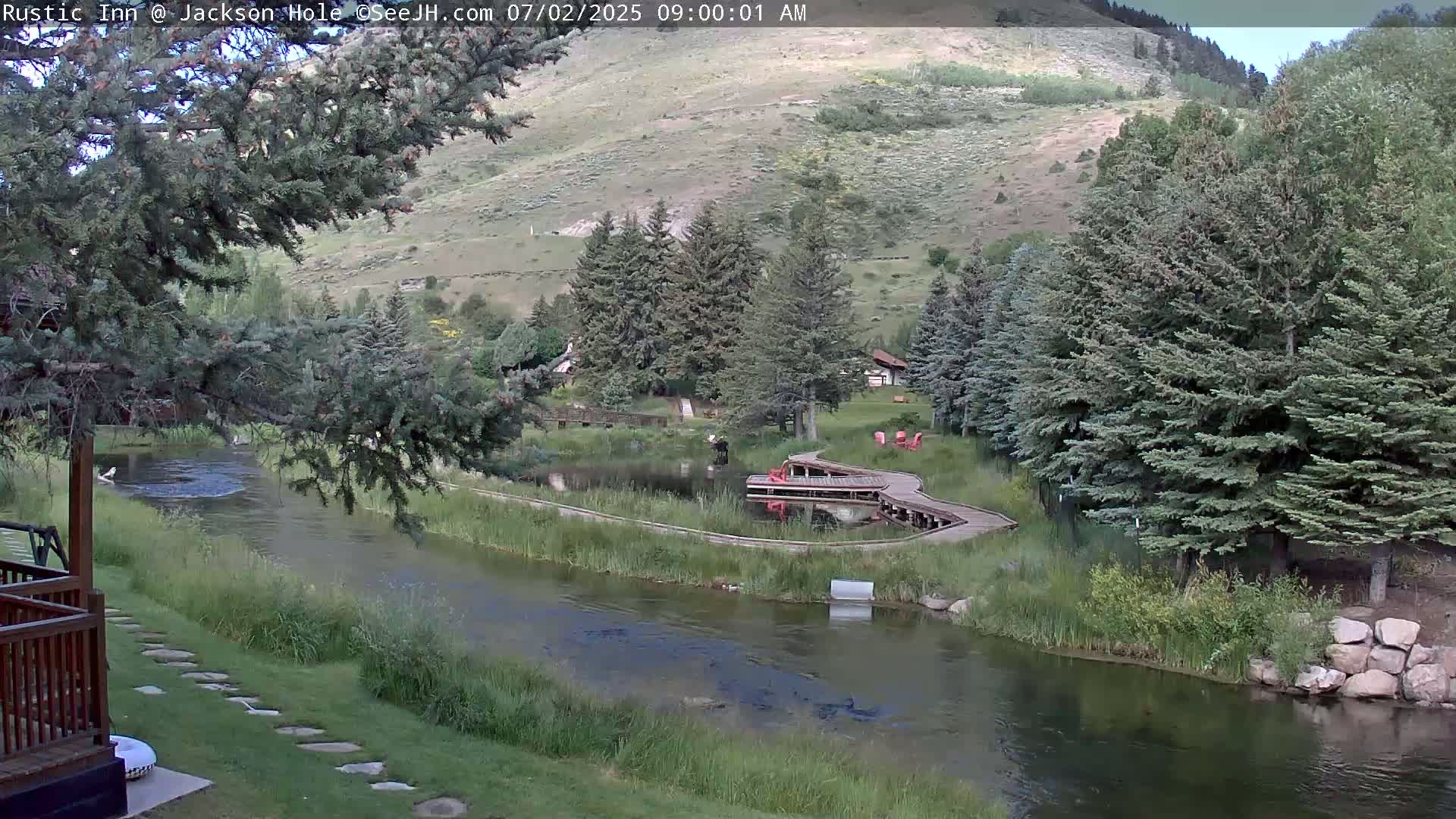 Jackson Hole, Flat Creek from Rustic Inn Resort Live Cam - Jackson, Teton, Wyoming, USA