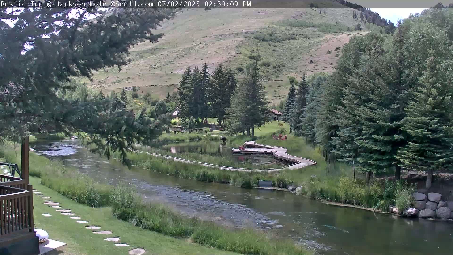 Jackson Hole, Flat Creek from Rustic Inn Resort Live Cam - Jackson, Teton, Wyoming, USA