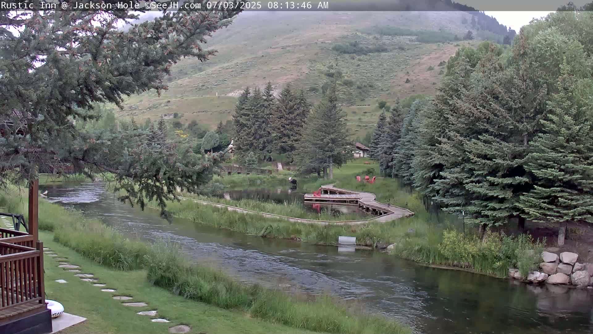 Jackson Hole, Flat Creek from Rustic Inn Resort Live Cam - Jackson, Teton, Wyoming, USA