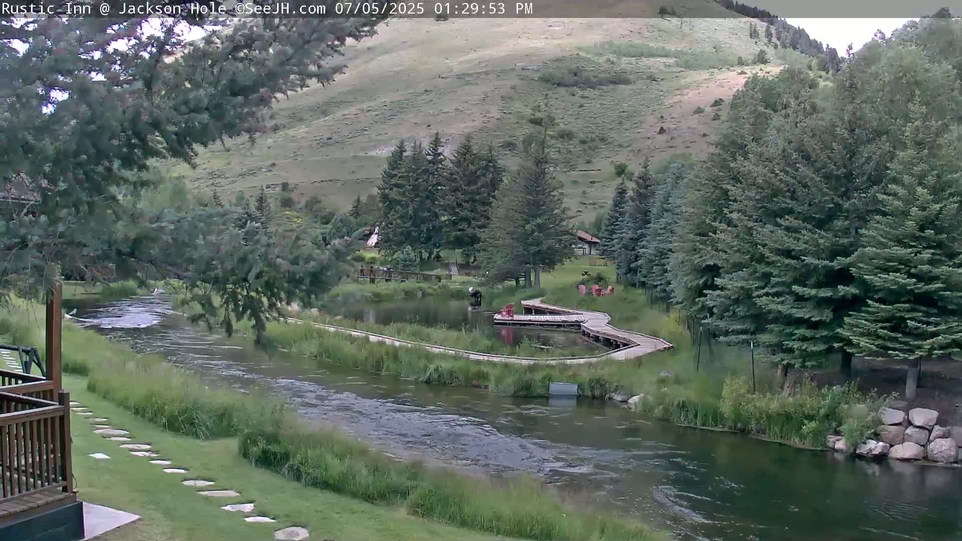 Jackson Hole, Flat Creek from Rustic Inn Resort Live Cam - Jackson, Teton, Wyoming, USA