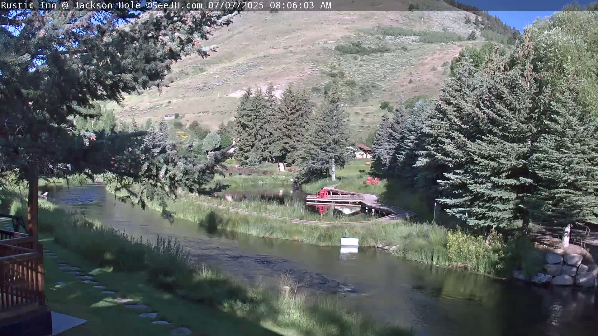 Jackson Hole, Flat Creek from Rustic Inn Resort Live Cam - Jackson, Teton, Wyoming, USA