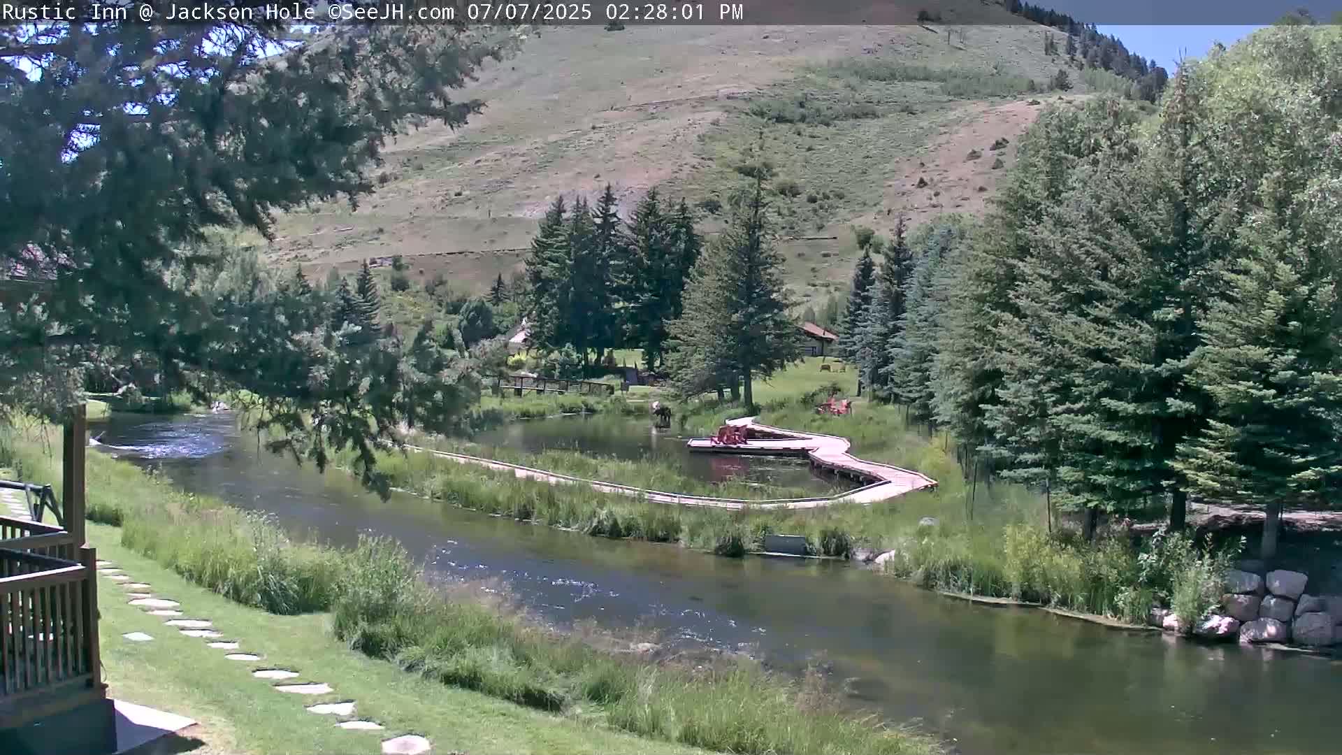 Jackson Hole, Flat Creek from Rustic Inn Resort Live Cam - Jackson, Teton, Wyoming, USA