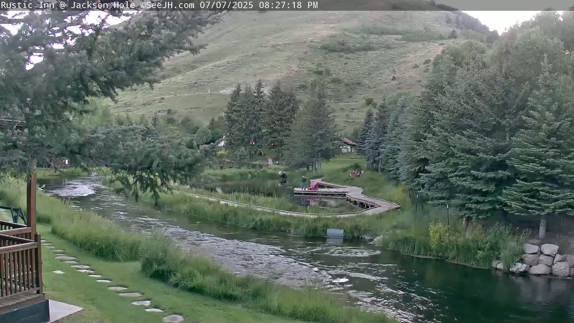 Jackson Hole, Flat Creek from Rustic Inn Resort Live Cam - Jackson, Teton, Wyoming, USA
