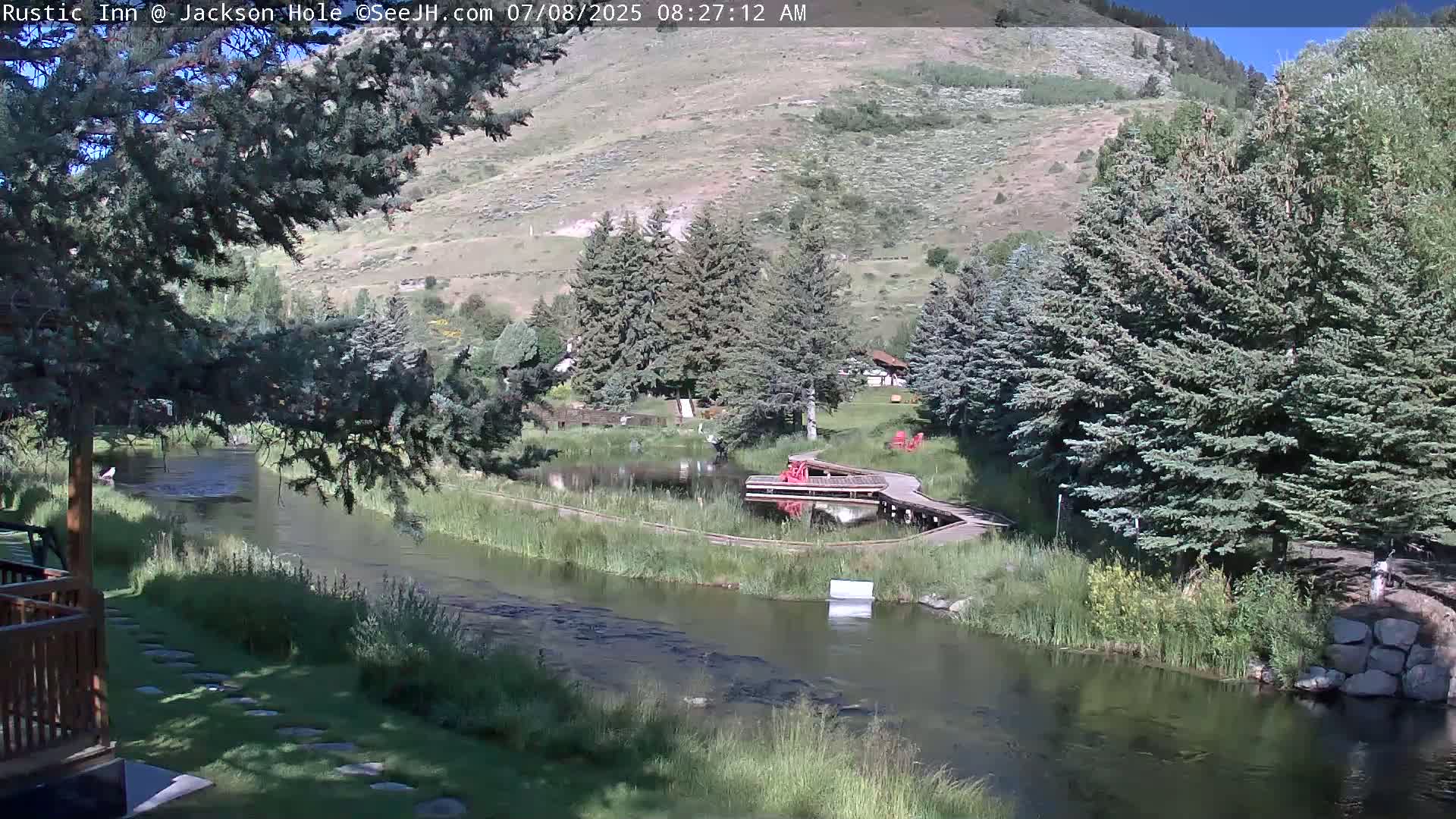 Jackson Hole, Flat Creek from Rustic Inn Resort Live Cam - Jackson, Teton, Wyoming, USA