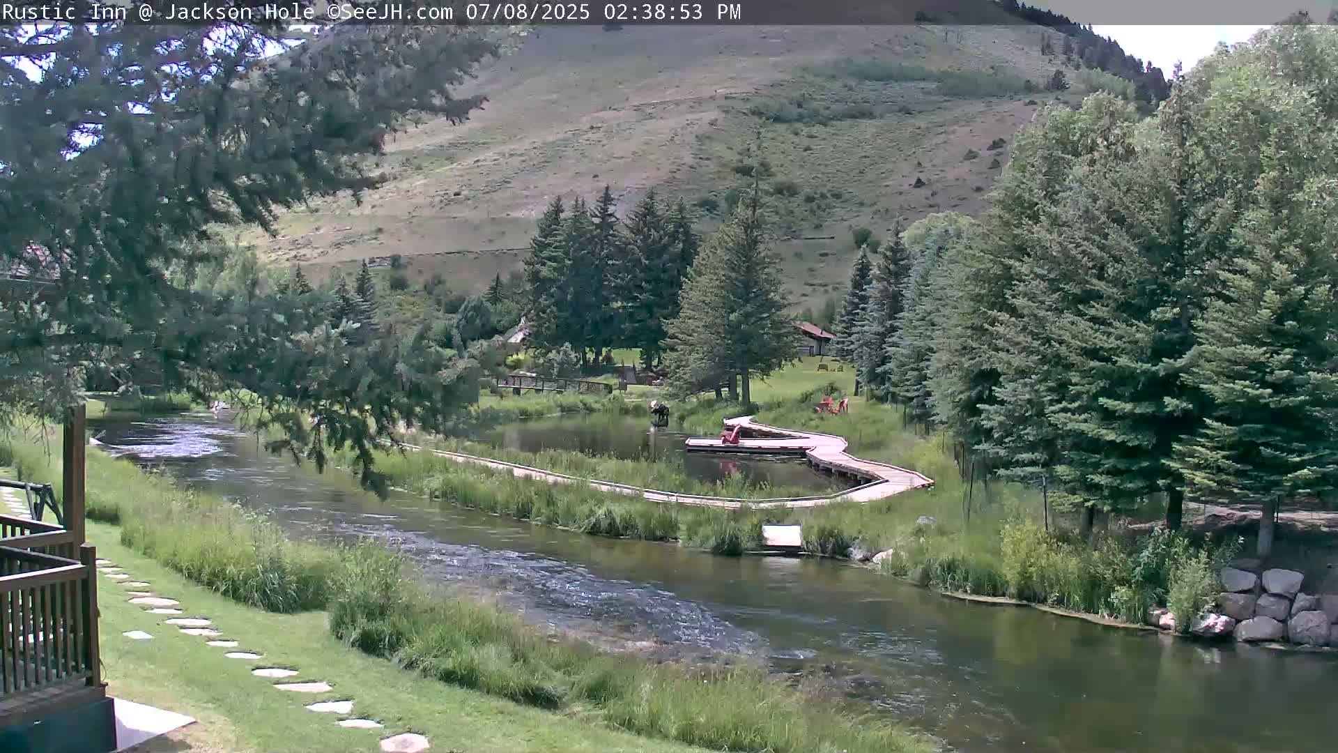 Jackson Hole, Flat Creek from Rustic Inn Resort Live Cam - Jackson, Teton, Wyoming, USA