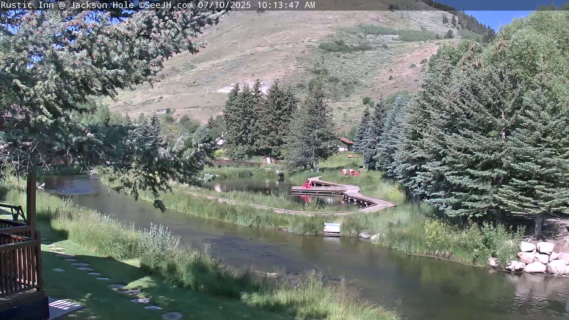 Jackson Hole, Flat Creek from Rustic Inn Resort Live Cam - Jackson, Teton, Wyoming, USA
