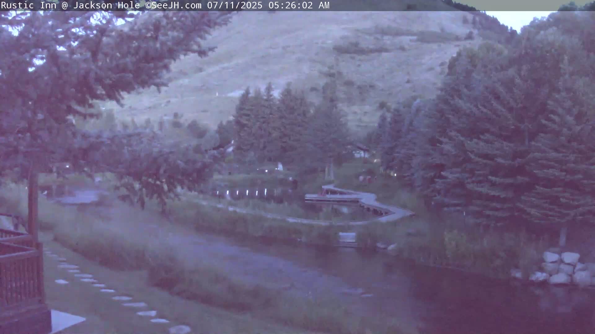 Jackson Hole, Flat Creek from Rustic Inn Resort Live Cam - Jackson, Teton, Wyoming, USA