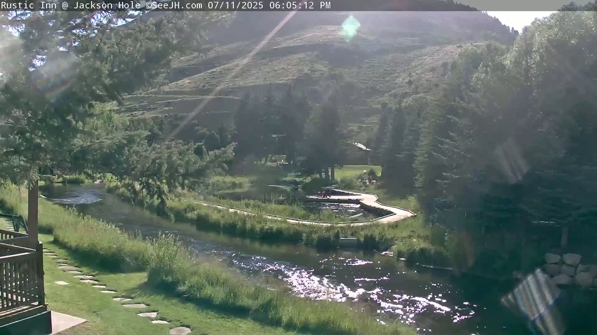 Jackson Hole, Flat Creek from Rustic Inn Resort Live Cam - Jackson, Teton, Wyoming, USA