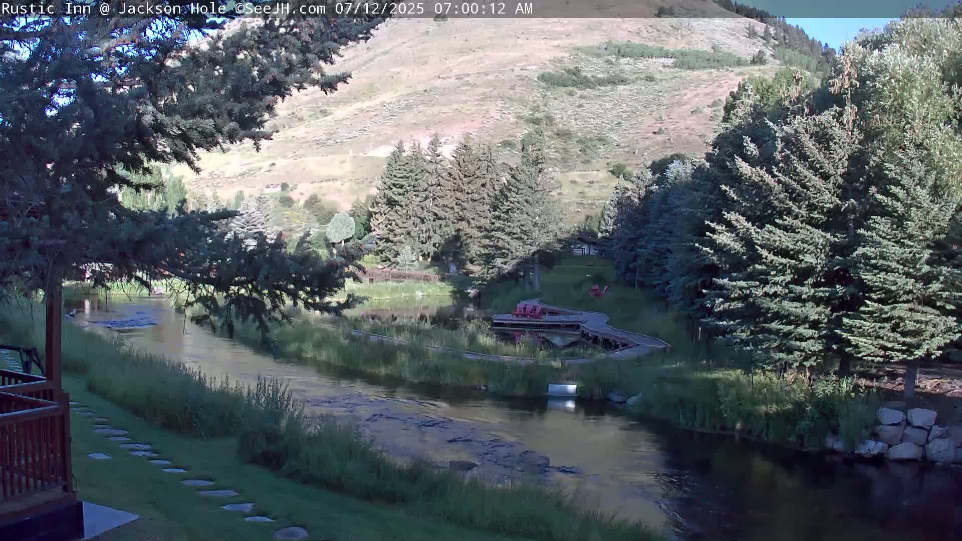 Jackson Hole, Flat Creek from Rustic Inn Resort Live Cam - Jackson, Teton, Wyoming, USA