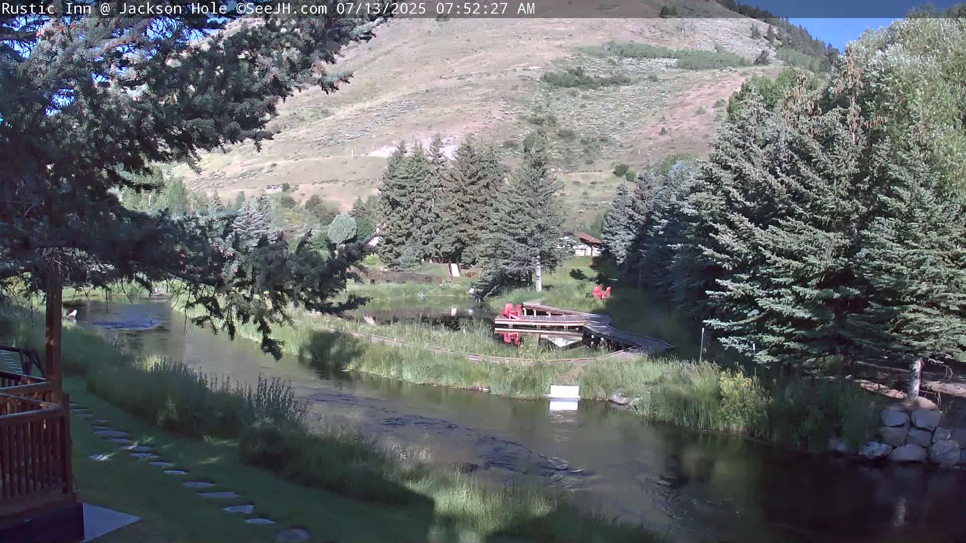 Jackson Hole, Flat Creek from Rustic Inn Resort Live Cam - Jackson, Teton, Wyoming, USA