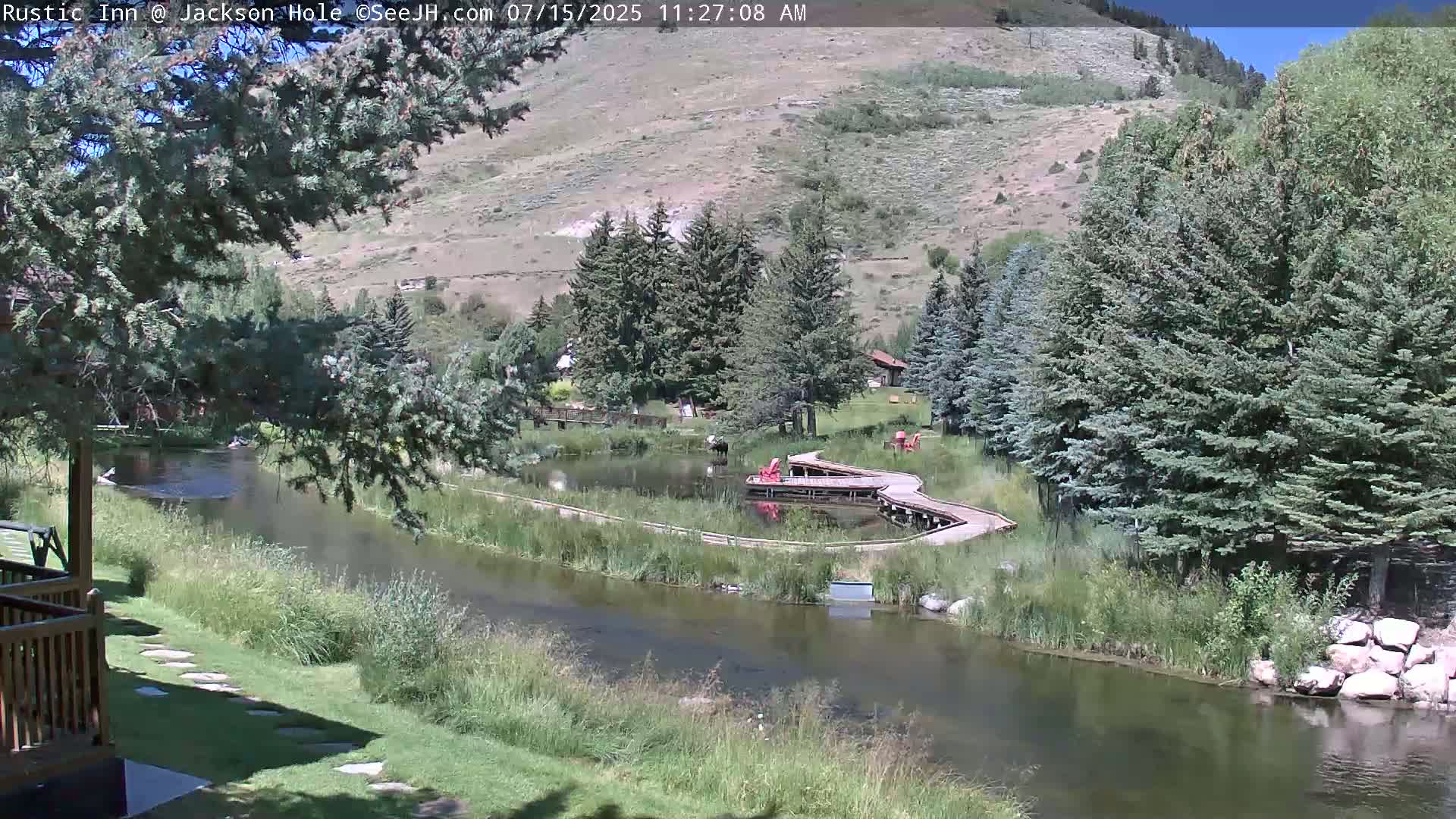 Jackson Hole, Flat Creek from Rustic Inn Resort Live Cam - Jackson, Teton, Wyoming, USA