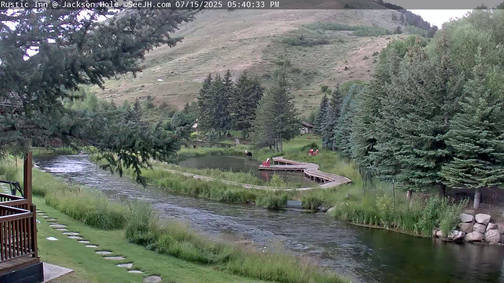 Jackson Hole, Flat Creek from Rustic Inn Resort Live Cam - Jackson, Teton, Wyoming, USA