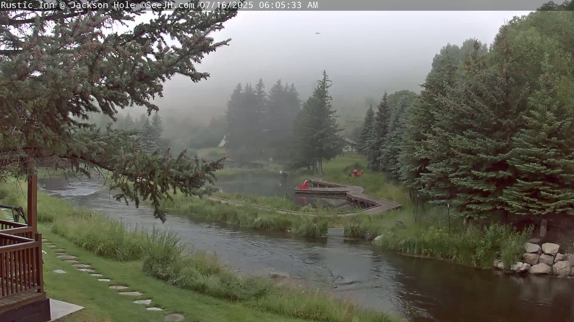 Jackson Hole, Flat Creek from Rustic Inn Resort Live Cam - Jackson, Teton, Wyoming, USA