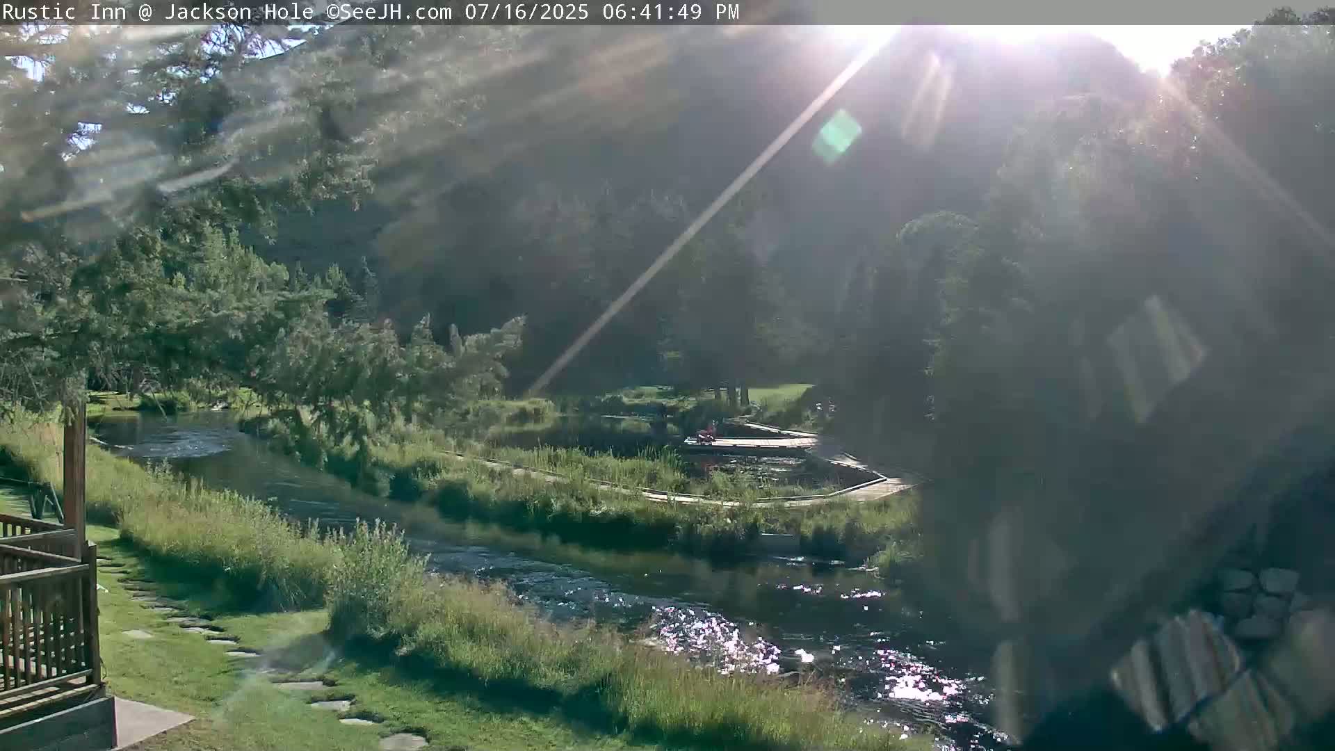 Jackson Hole, Flat Creek from Rustic Inn Resort Live Cam - Jackson, Teton, Wyoming, USA
