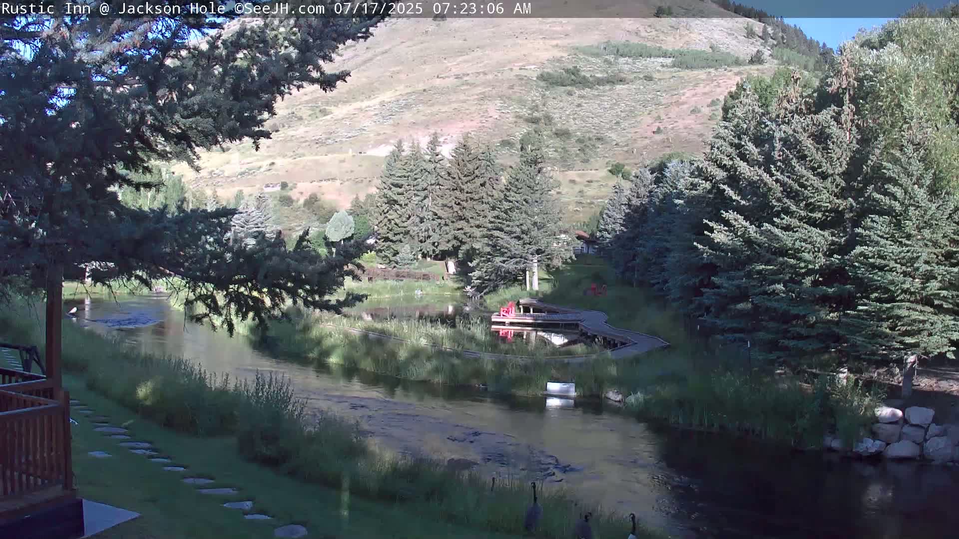 Jackson Hole, Flat Creek from Rustic Inn Resort Live Cam - Jackson, Teton, Wyoming, USA
