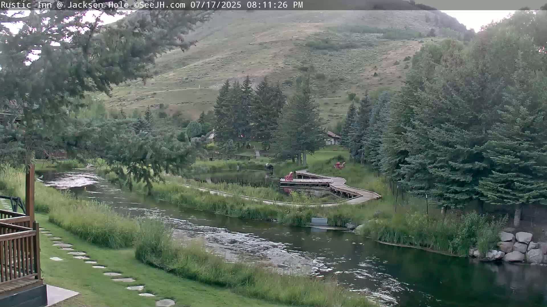 Jackson Hole, Flat Creek from Rustic Inn Resort Live Cam - Jackson, Teton, Wyoming, USA