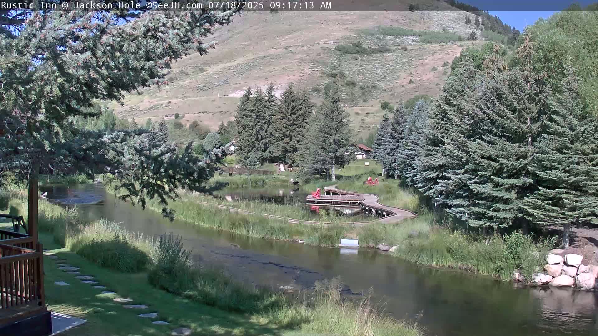 Jackson Hole, Flat Creek from Rustic Inn Resort Live Cam - Jackson, Teton, Wyoming, USA