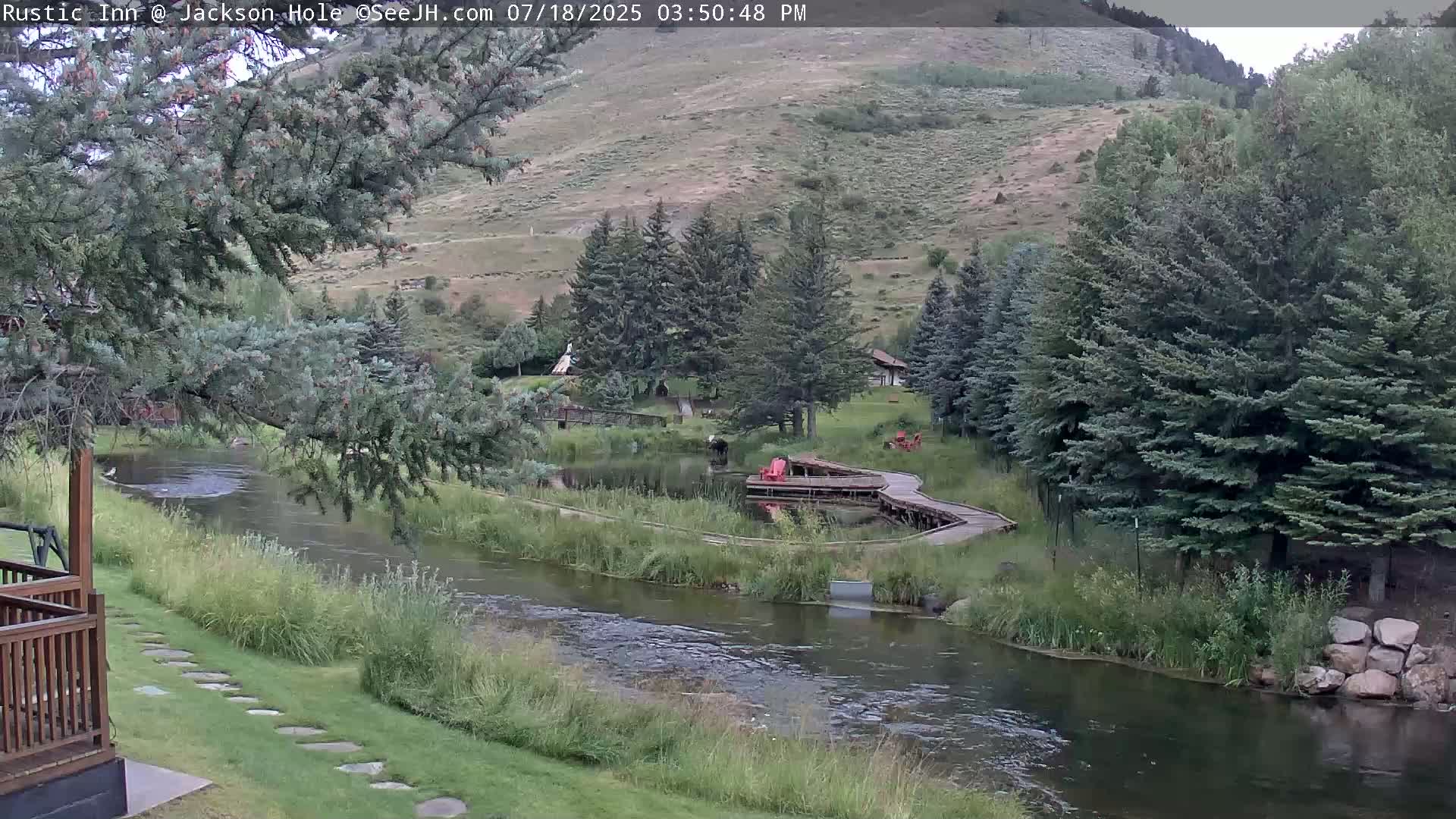 Jackson Hole, Flat Creek from Rustic Inn Resort Live Cam - Jackson, Teton, Wyoming, USA