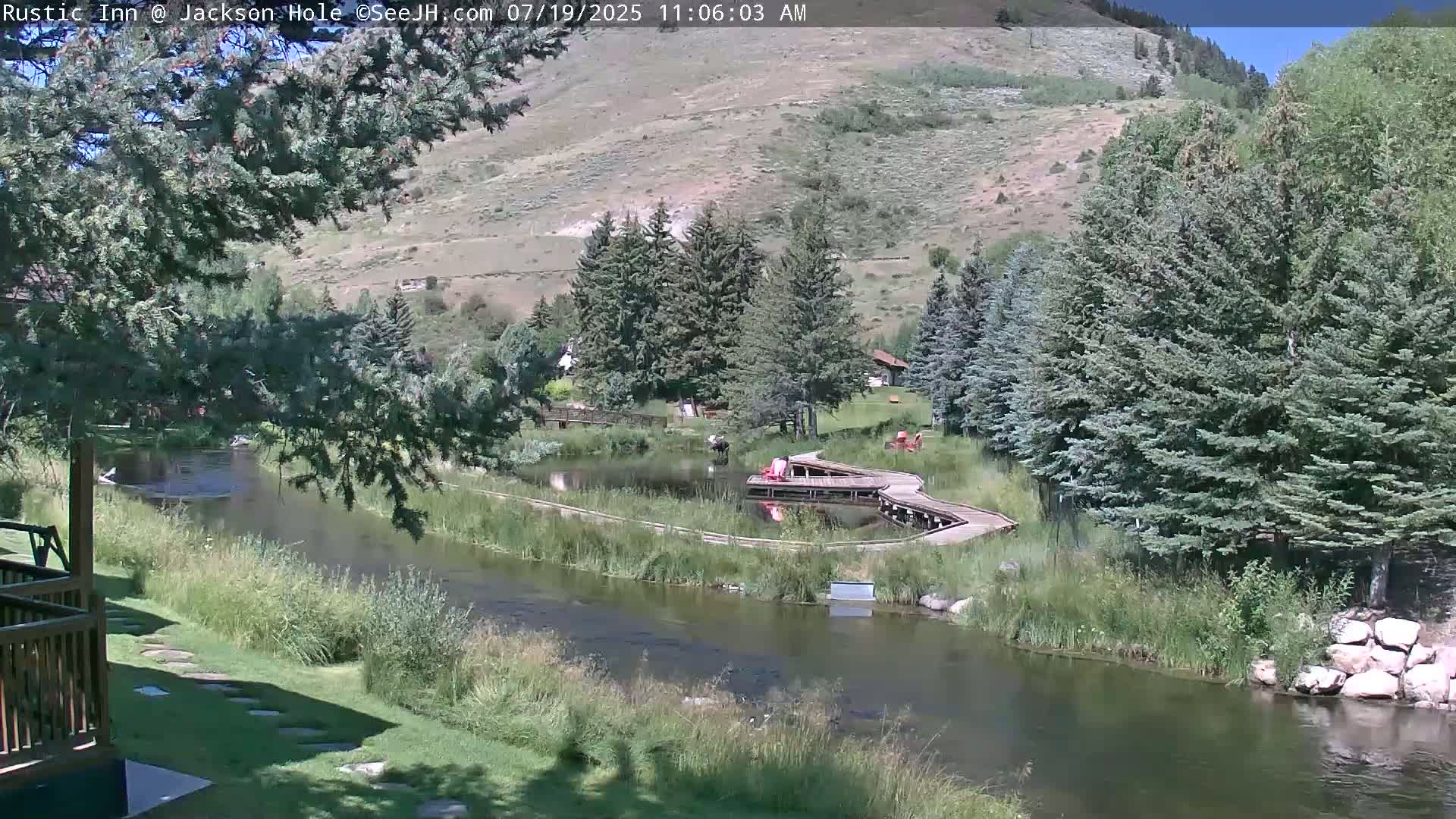 Jackson Hole, Flat Creek from Rustic Inn Resort Live Cam - Jackson, Teton, Wyoming, USA